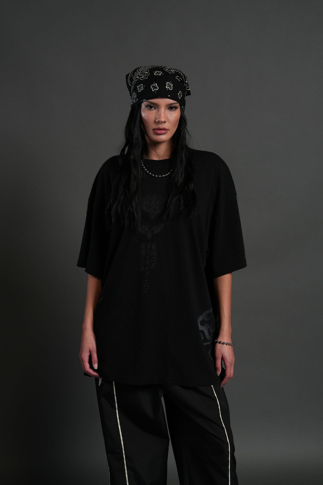 Muzan Kibutsuji "Side By Side" Series Premium Oversized Tee in Black