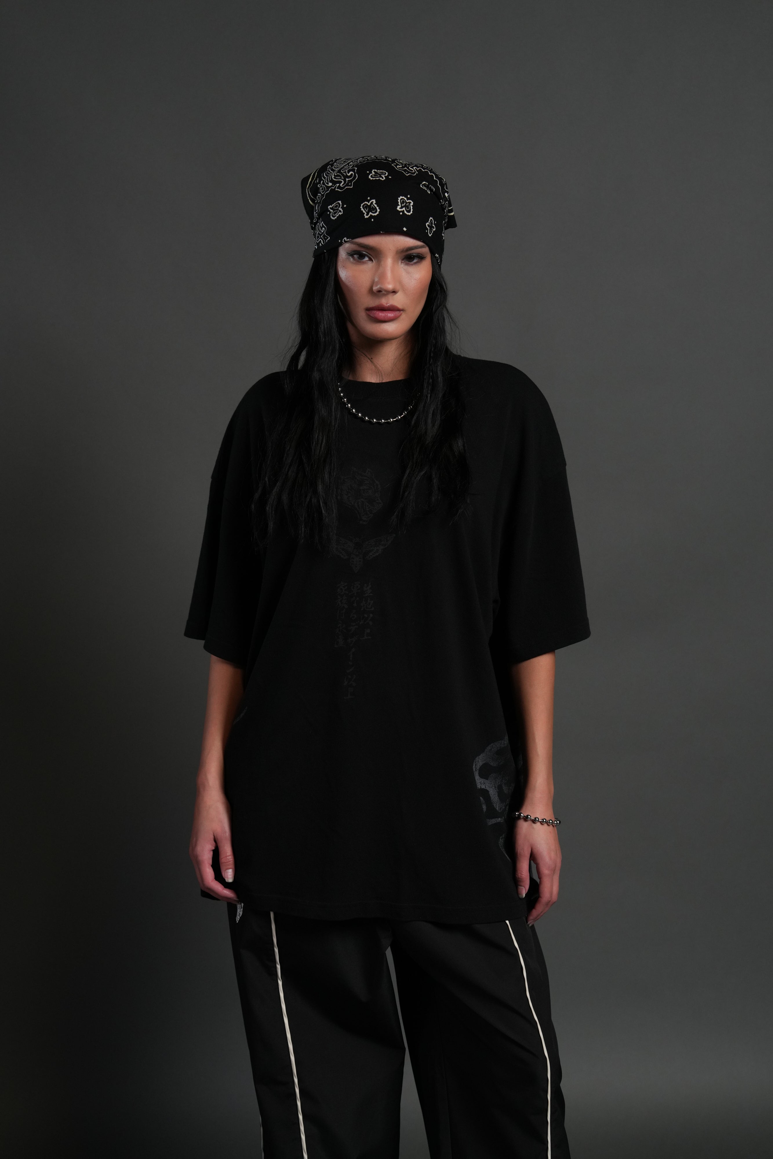Muzan Kibutsuji "Side By Side" Series Premium Oversized Tee in Black
