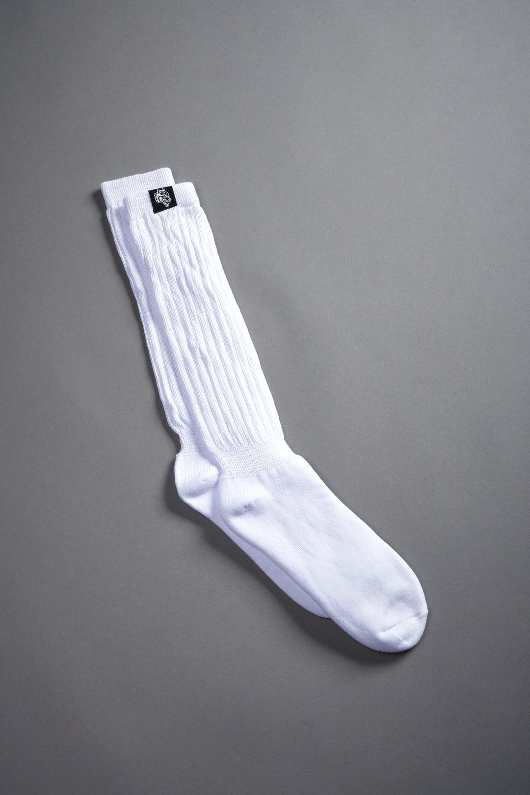 Wolf Patch V2 High Rise Comfy Socks in White