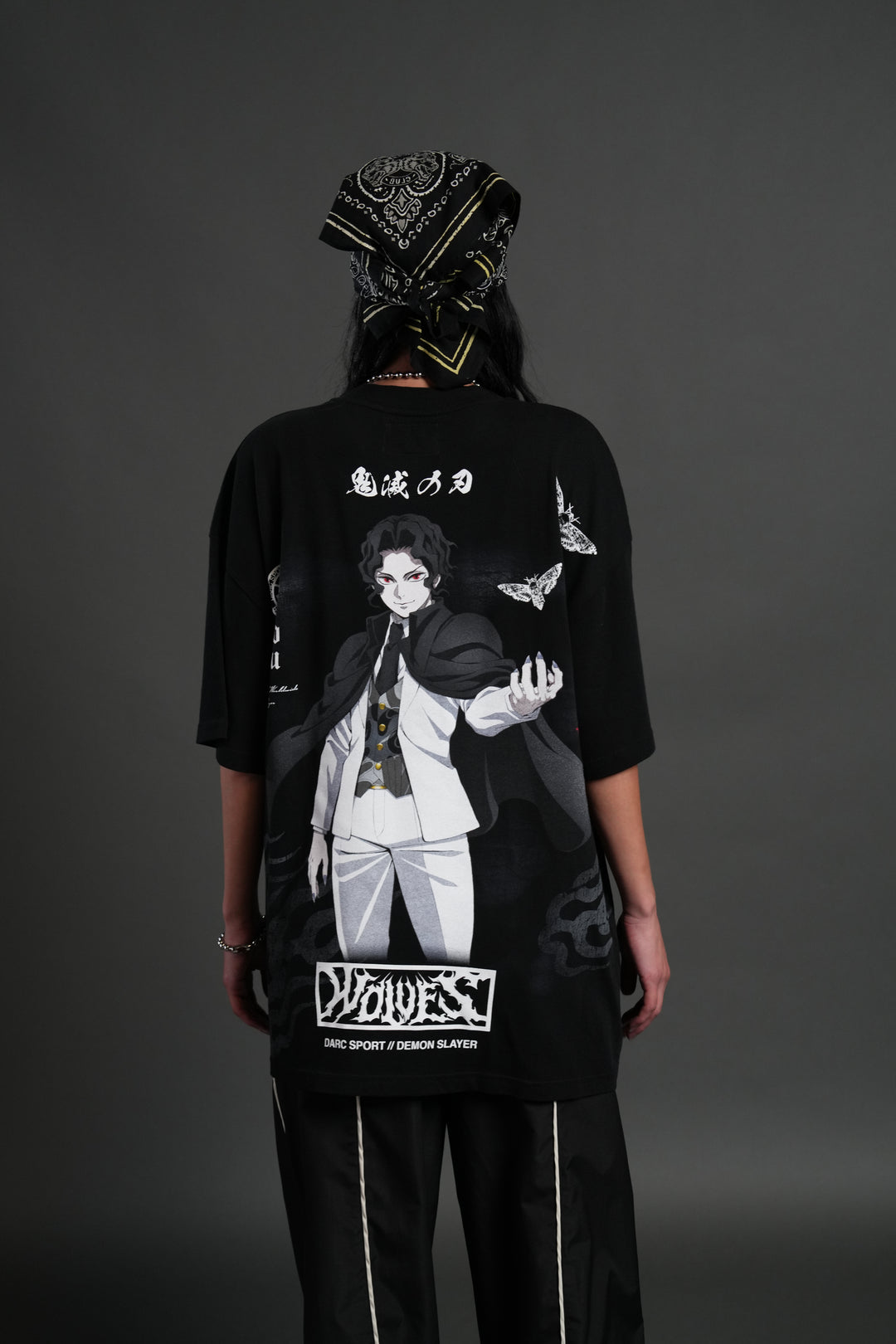 Muzan Kibutsuji "Side By Side" Series Premium Oversized Tee in Black