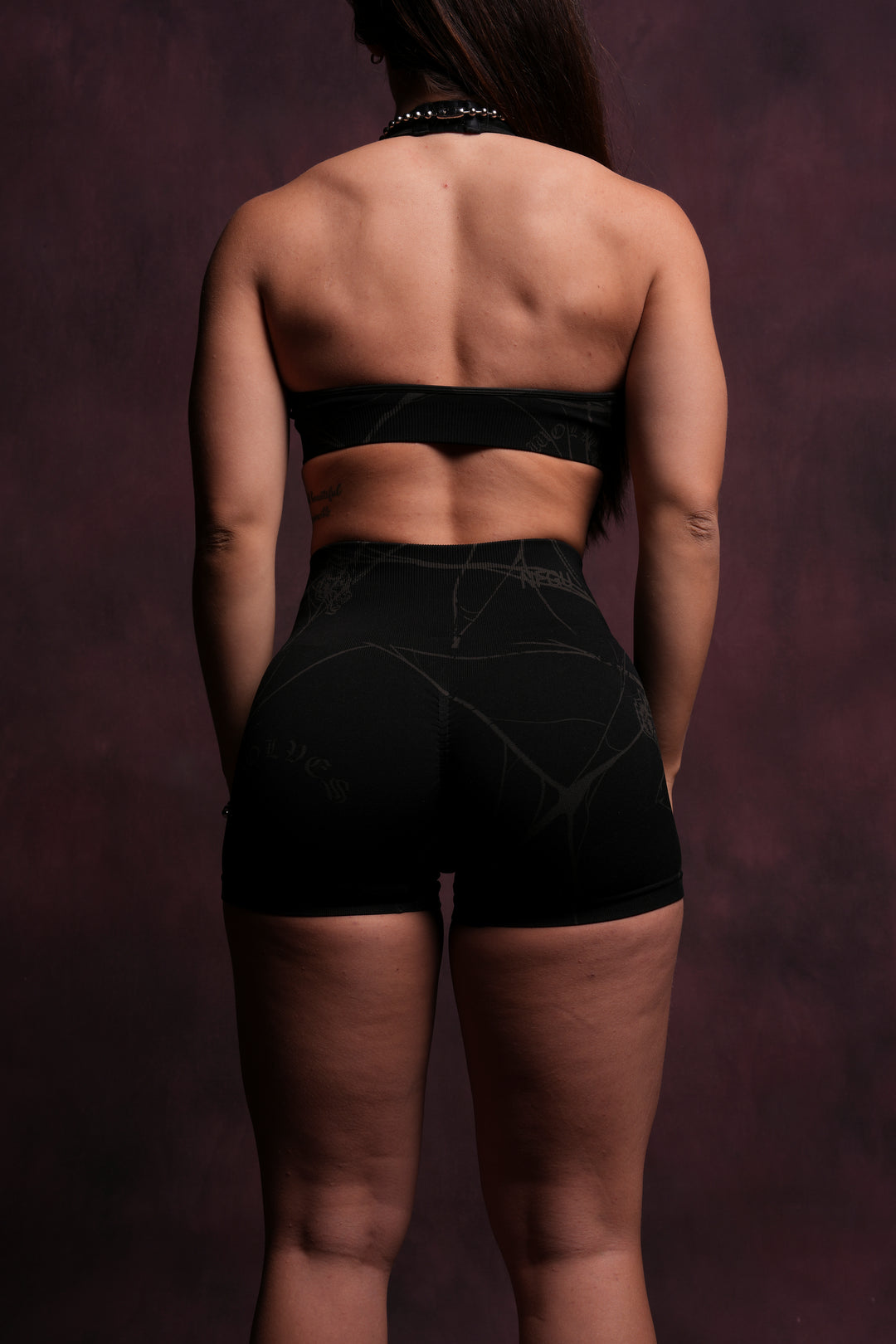 Dual Wolf Everson Seamless "Sierra" Shorts in Black Spider Web