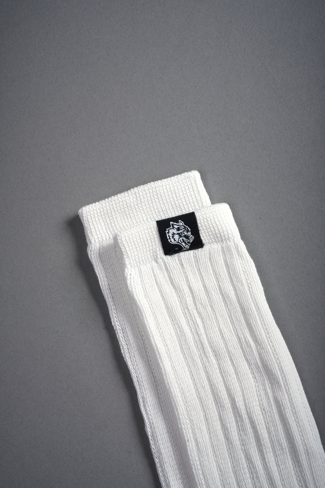 Wolf Patch V2 High Rise Comfy Socks in Cream