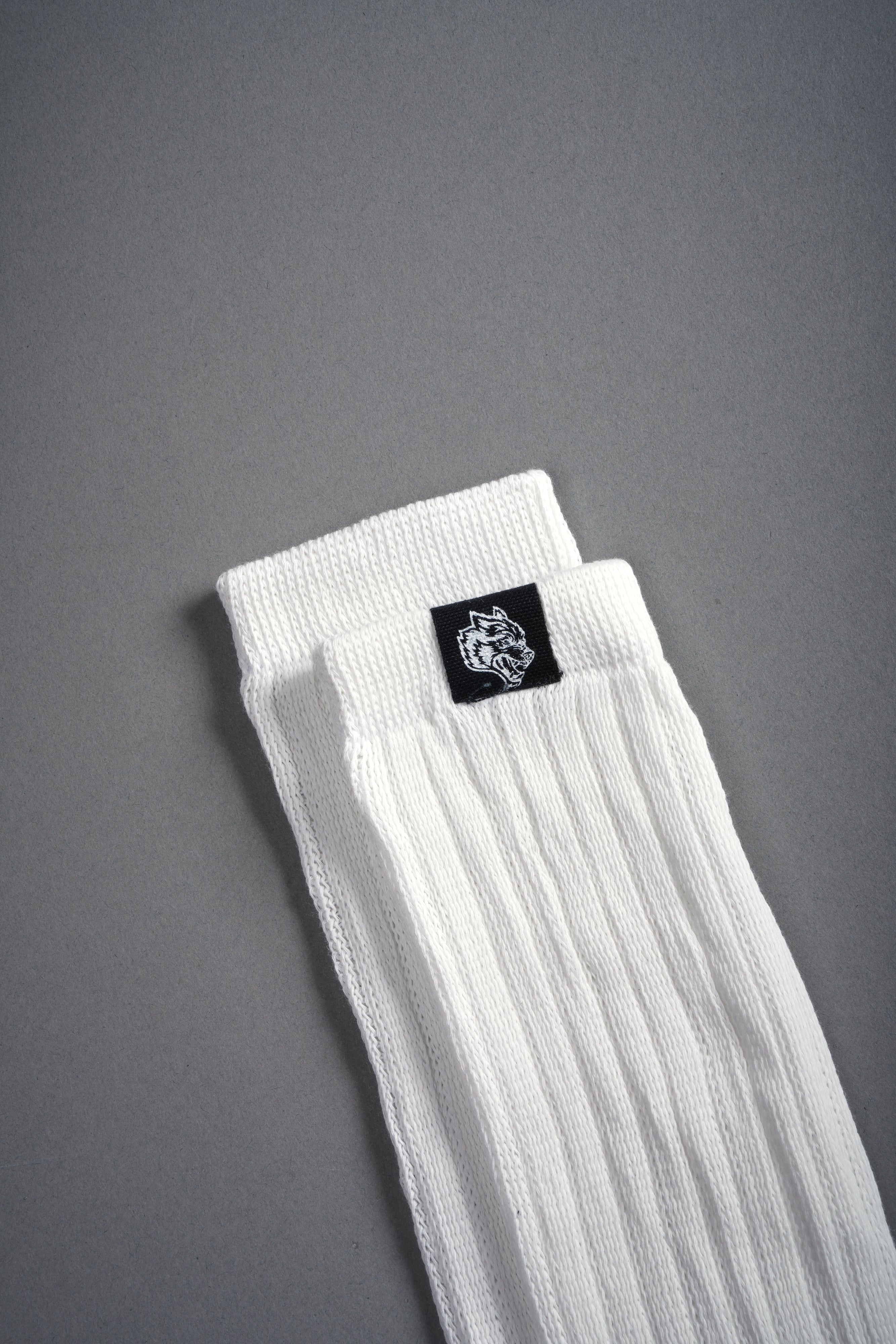 Wolf Patch V2 High Rise Comfy Socks in Cream