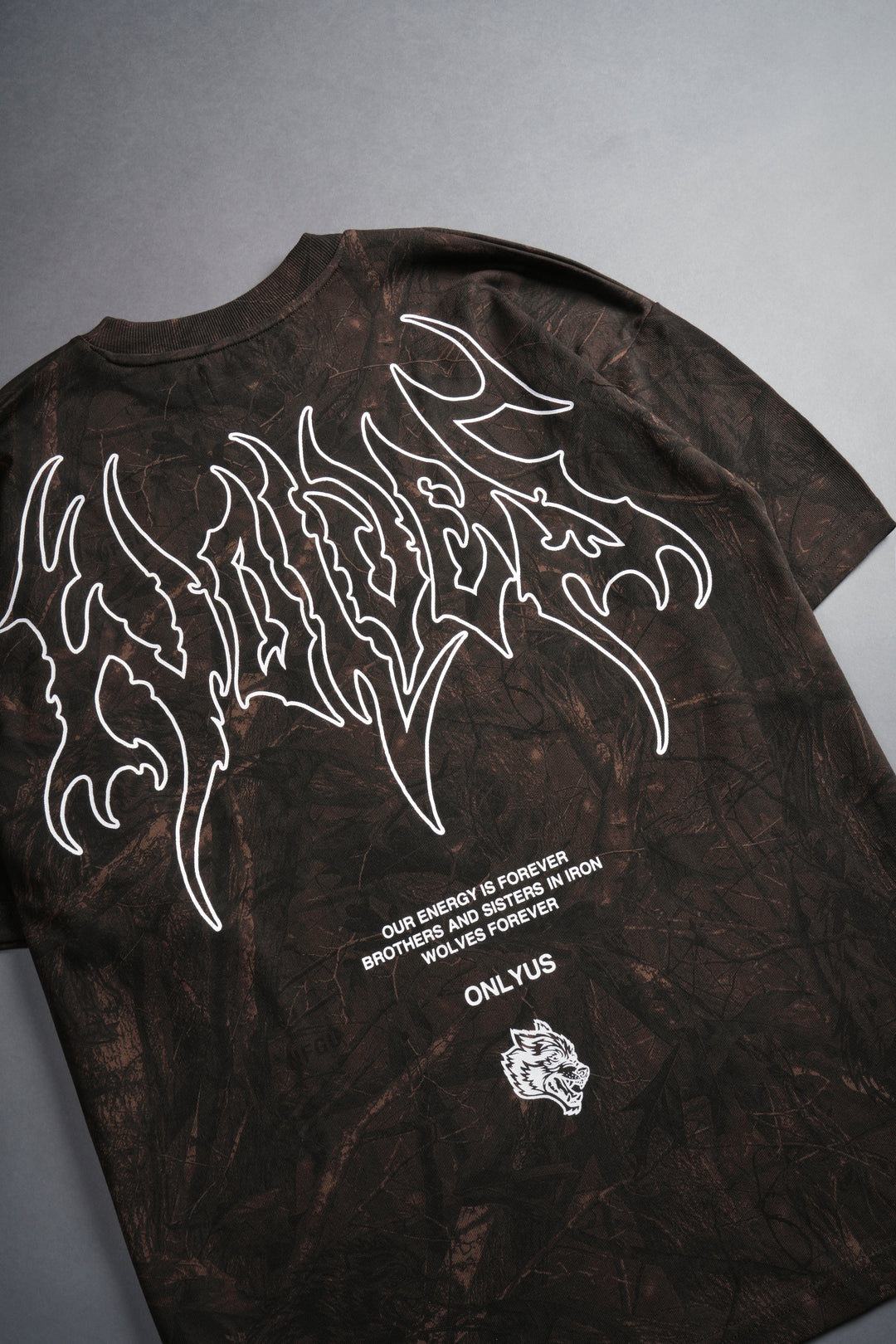 Origin Hesh "Premium" Oversized Tee in Brown Driftwood Forest Camo