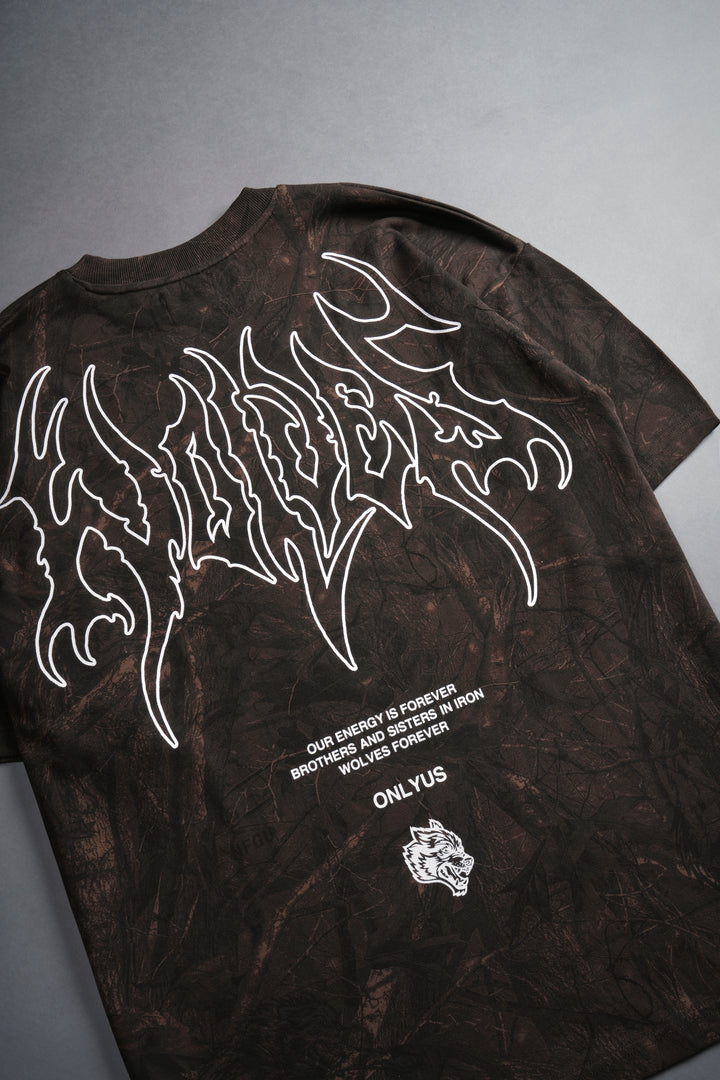 Origin Hesh "Premium" Oversized Tee in Brown Driftwood Forest Camo