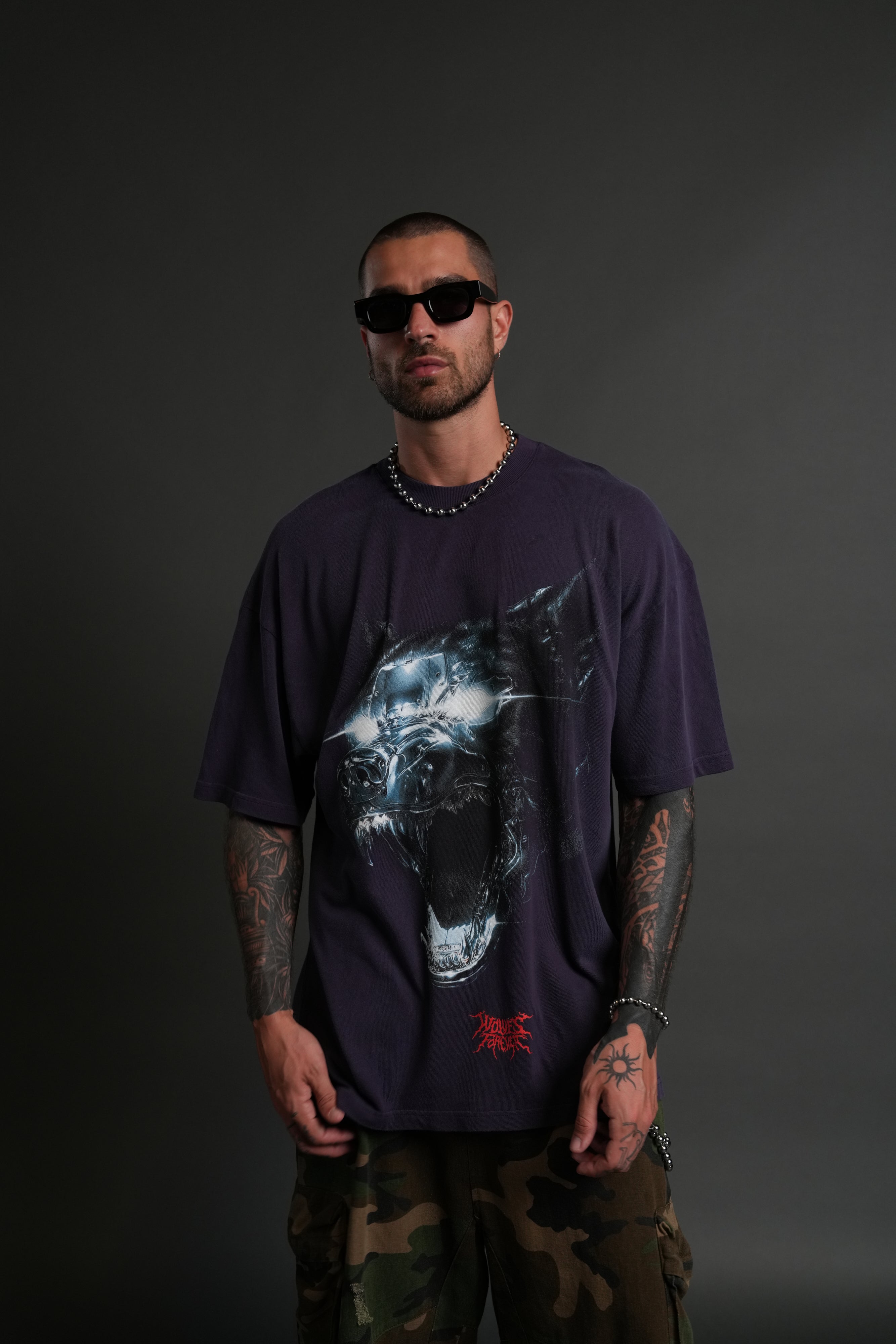 Chrome Wolf "Premium" Oversized Tee in Phantom Purple Inverted Sun Fade