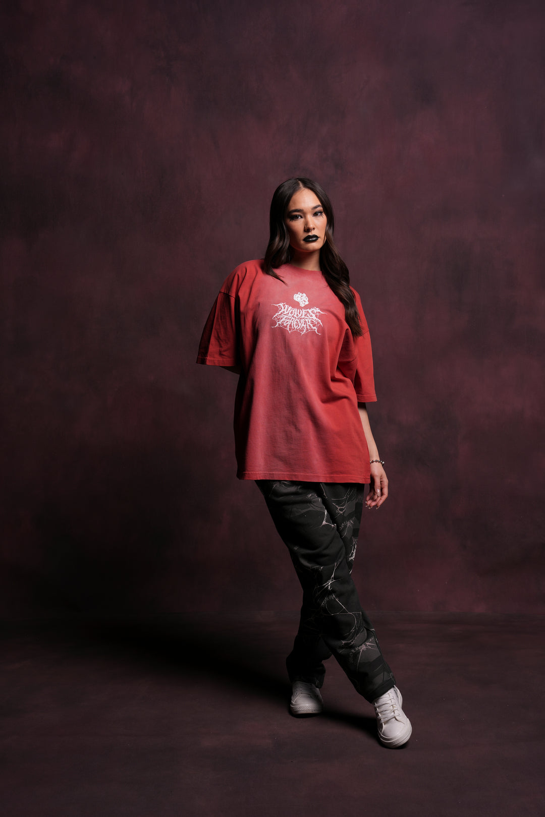 Seed Of Darcness "Premium" Oversized Unisex Tee in Roman Red Tonal Sun Fade