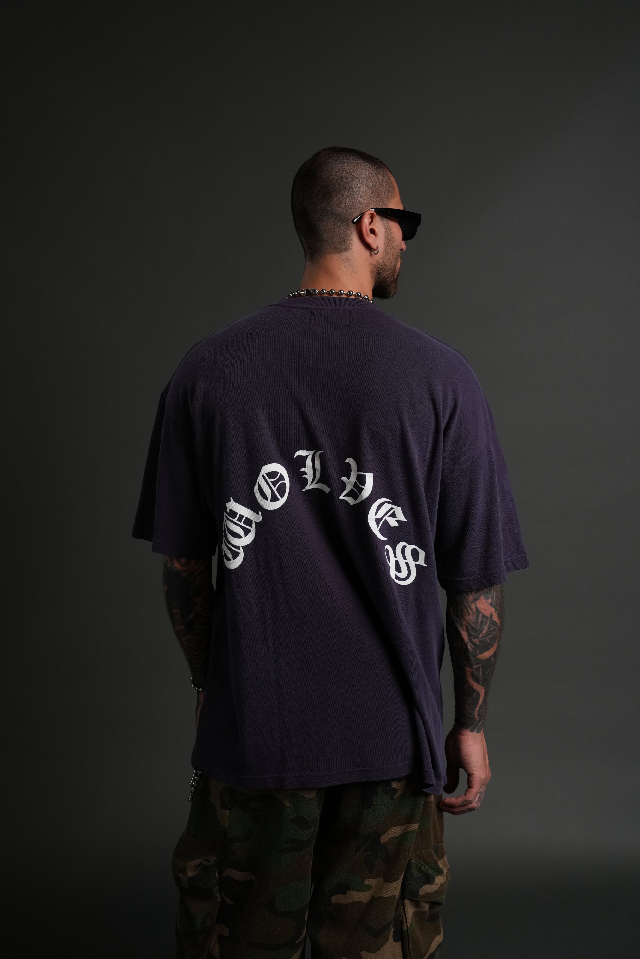 Chrome Wolf "Premium" Oversized Tee in Phantom Purple Inverted Sun Fade