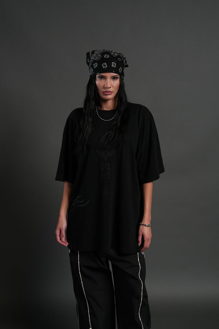 Doma "Side By Side" Series Premium Oversized Tee in Black