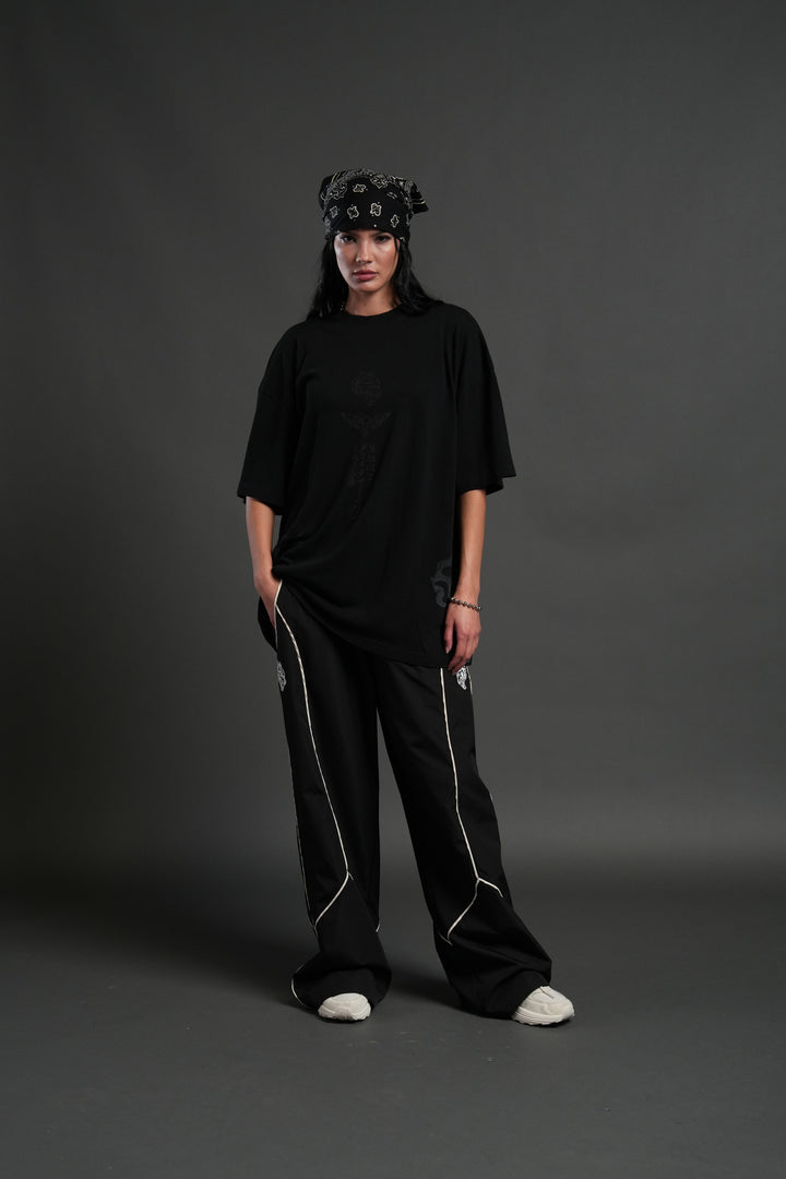 Akaza "Side By Side" Series Premium Oversized Tee in Black