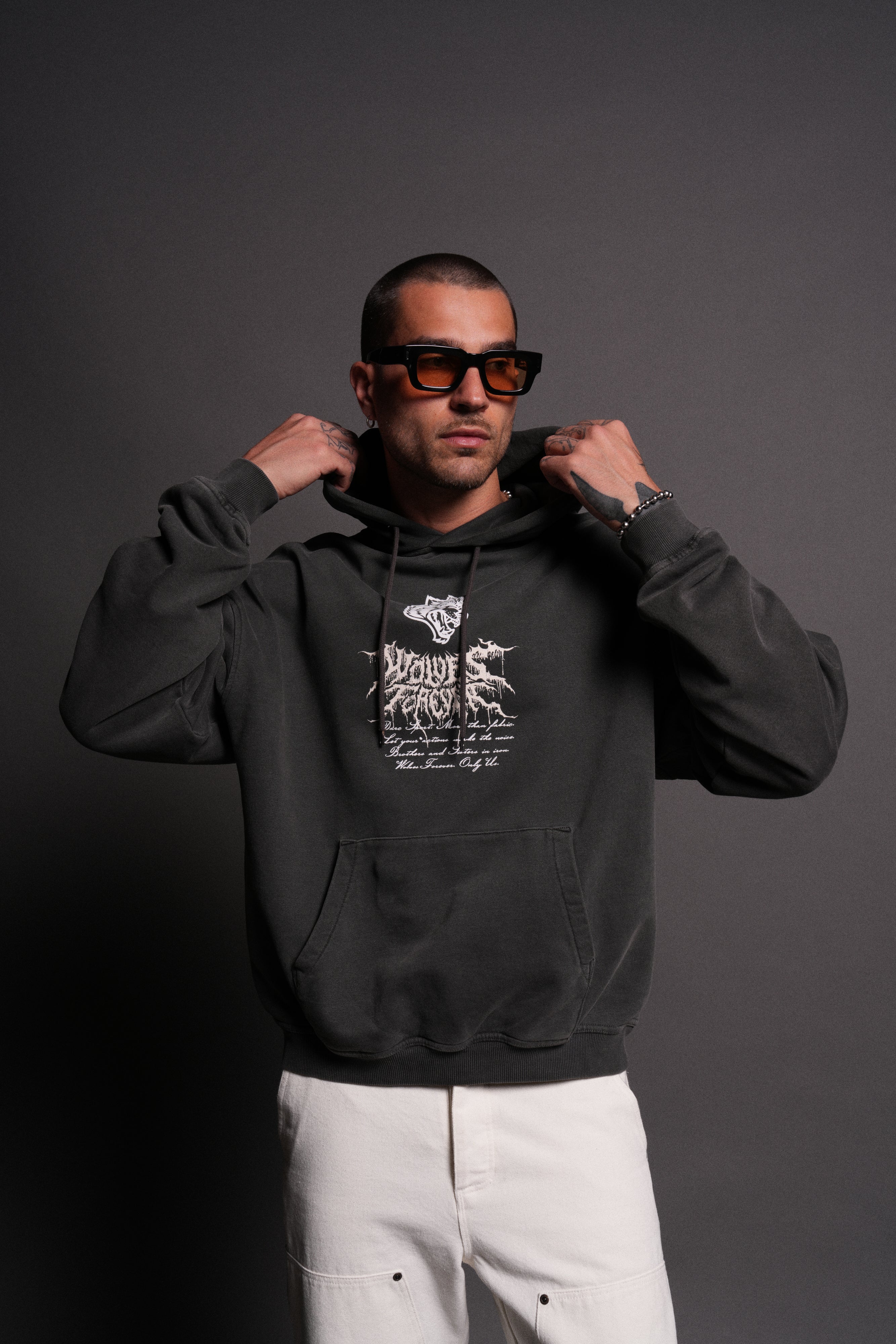 Jack Hammer "Grunge" Hoodie in Wolf Gray