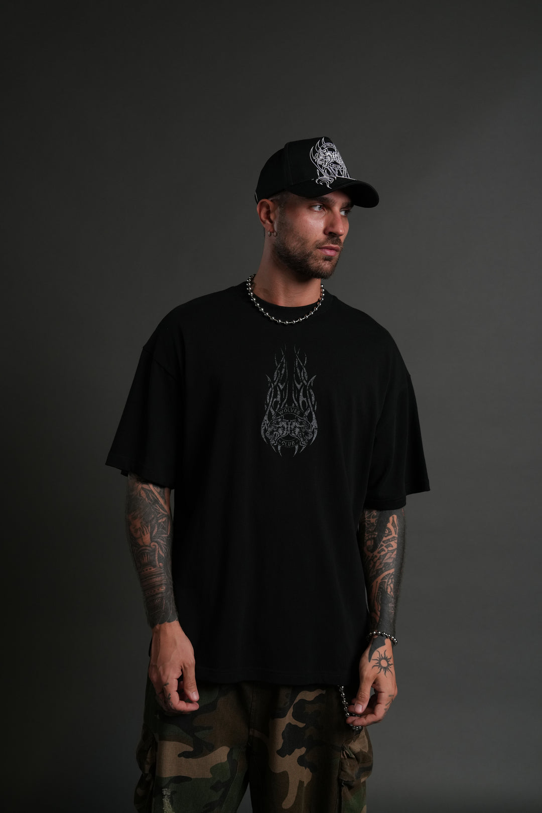 Finite Flame "Premium" Oversized Tee in Black