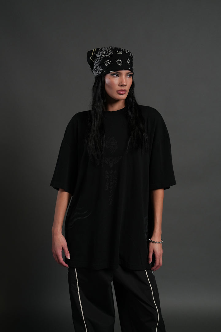 Akaza "Side By Side" Series Premium Oversized Tee in Black