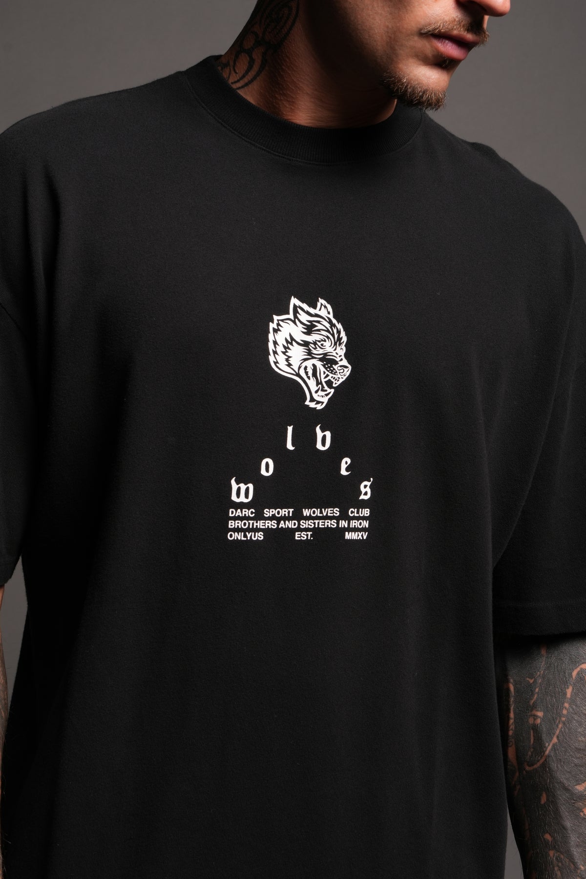 Big Wolf Head Premium Oversized Tee In Black