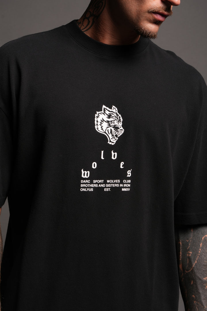 Big Wolf Head Premium Oversized Tee In Black