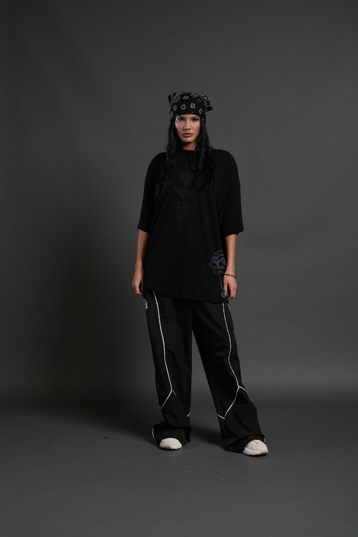 Kokushibo "Side By Side" Series Premium Oversized Tee in Black