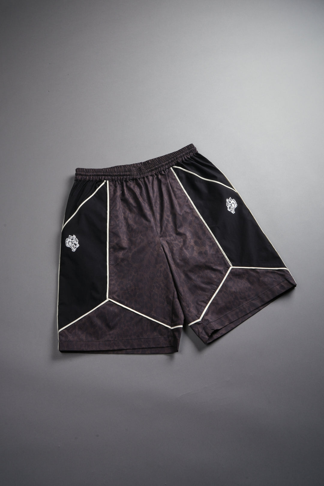Dual Mens Quinn Track Short in Darc Brown Leopard
