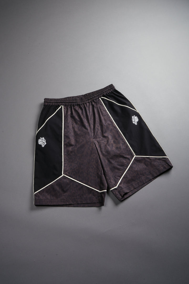 Dual Mens Quinn Track Short in Darc Brown Leopard
