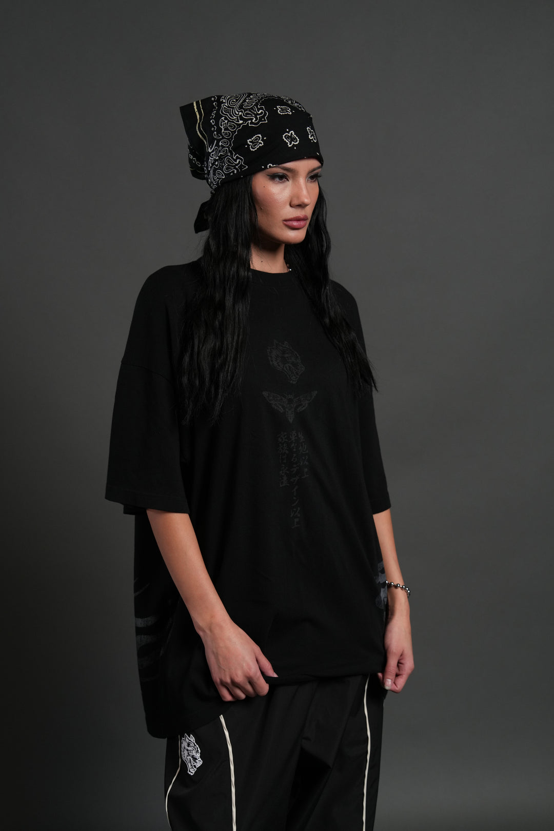 Kokushibo "Side By Side" Series Premium Oversized Tee in Black