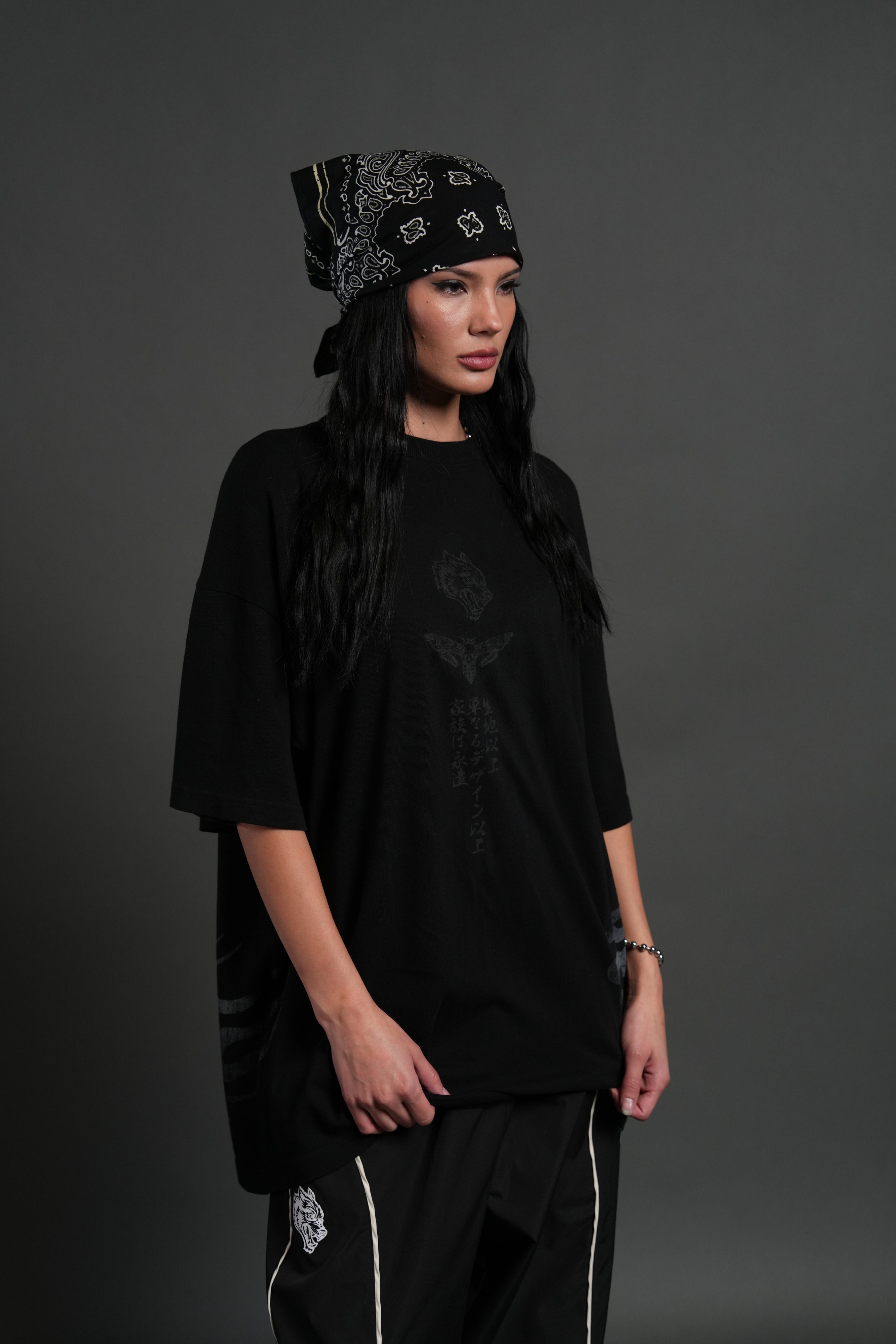 Kokushibo "Side By Side" Series Premium Oversized Tee in Black