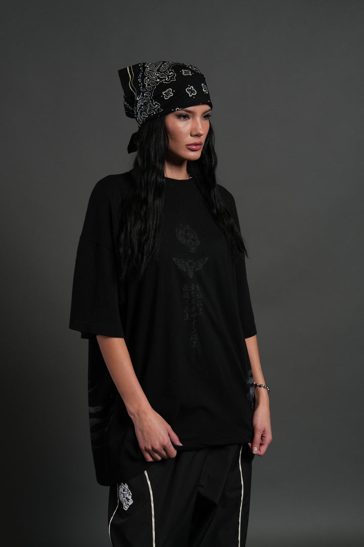 Kokushibo "Side By Side" Series Premium Oversized Tee in Black