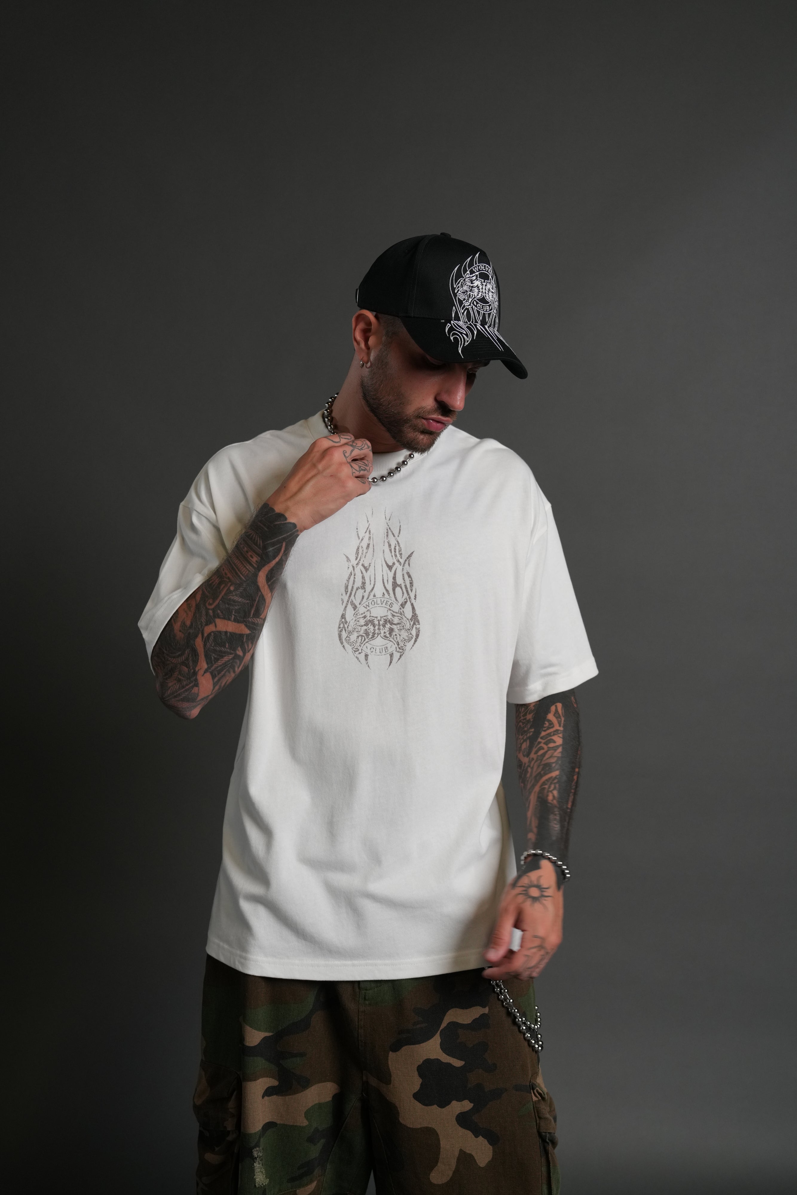Finite Flame "Premium" Oversized Tee in Cream
