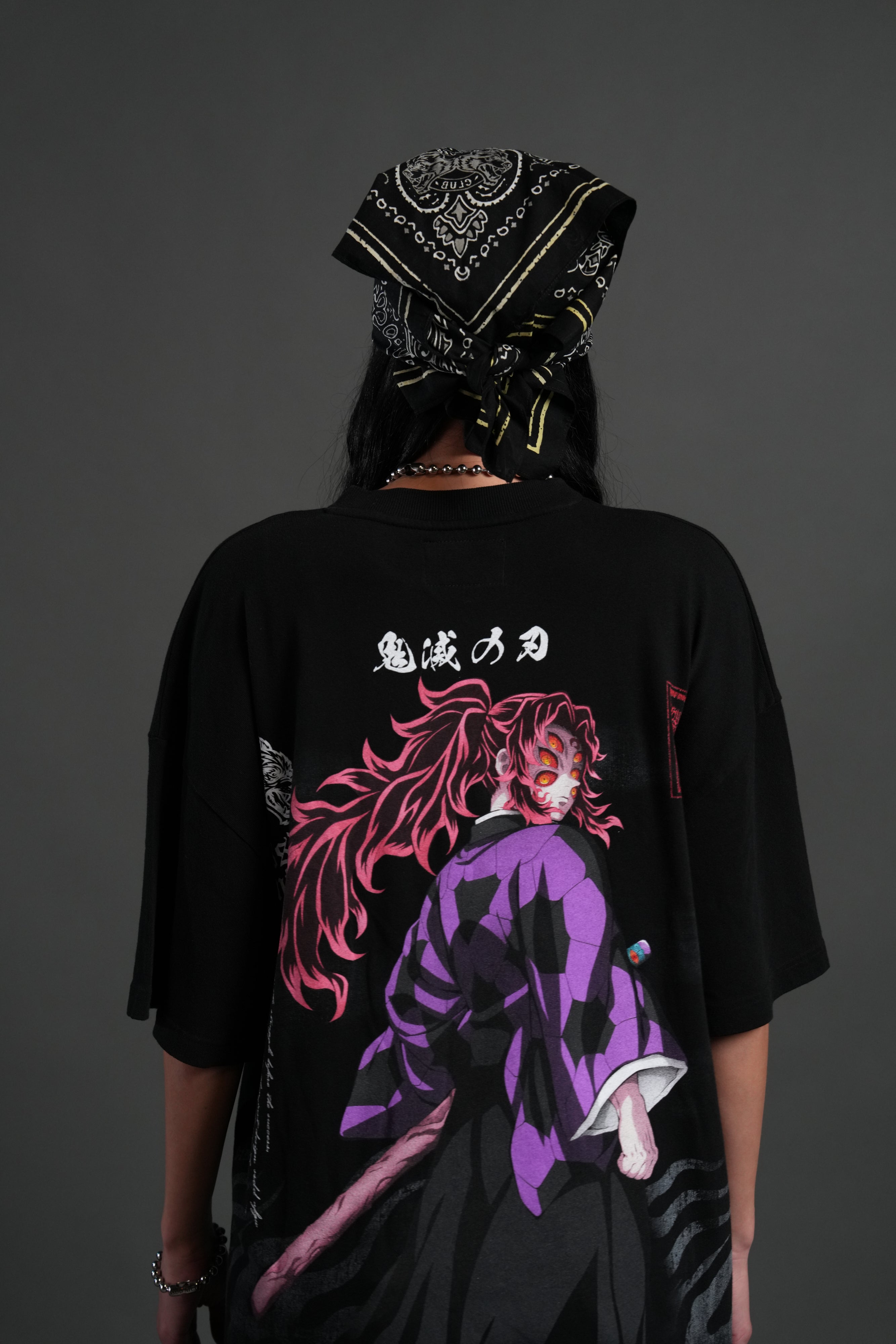 Kokushibo "Side By Side" Series Premium Oversized Tee in Black