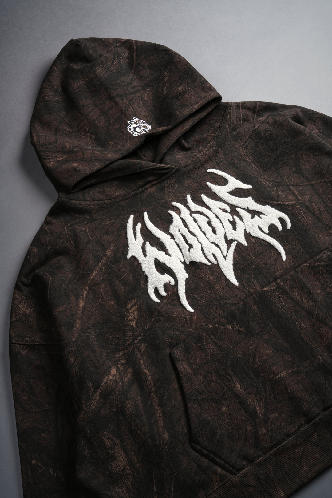 Origin Hesh Grunge "Gage Box Cut" Hoodie in Brown Driftwood Forest Camo