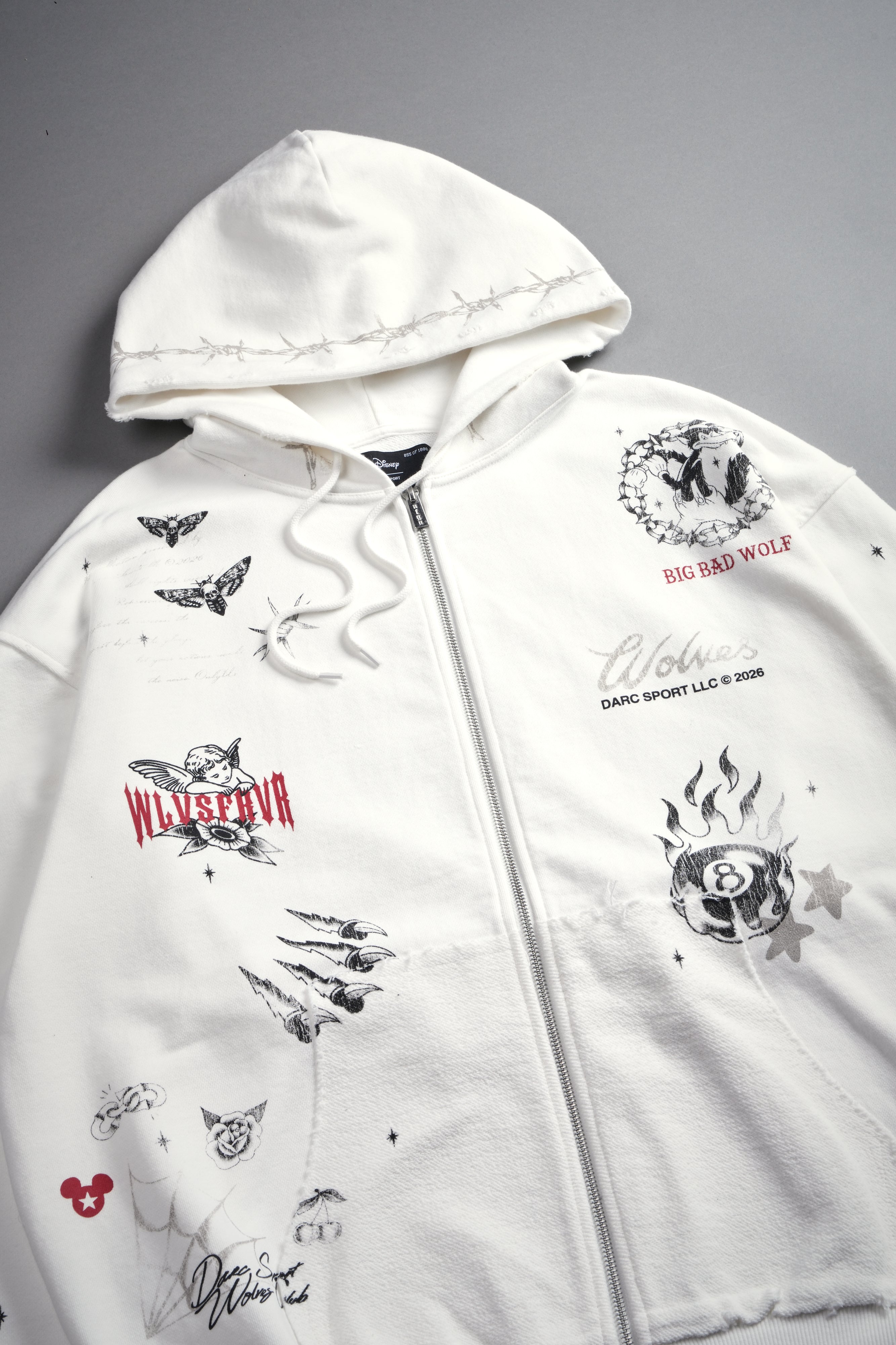 Big Bad Wolves Grunge Moatis Zip Hoodie in Cream – DarcSport