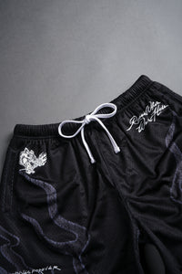 Infernal Bloom Mesh Shorts in Black