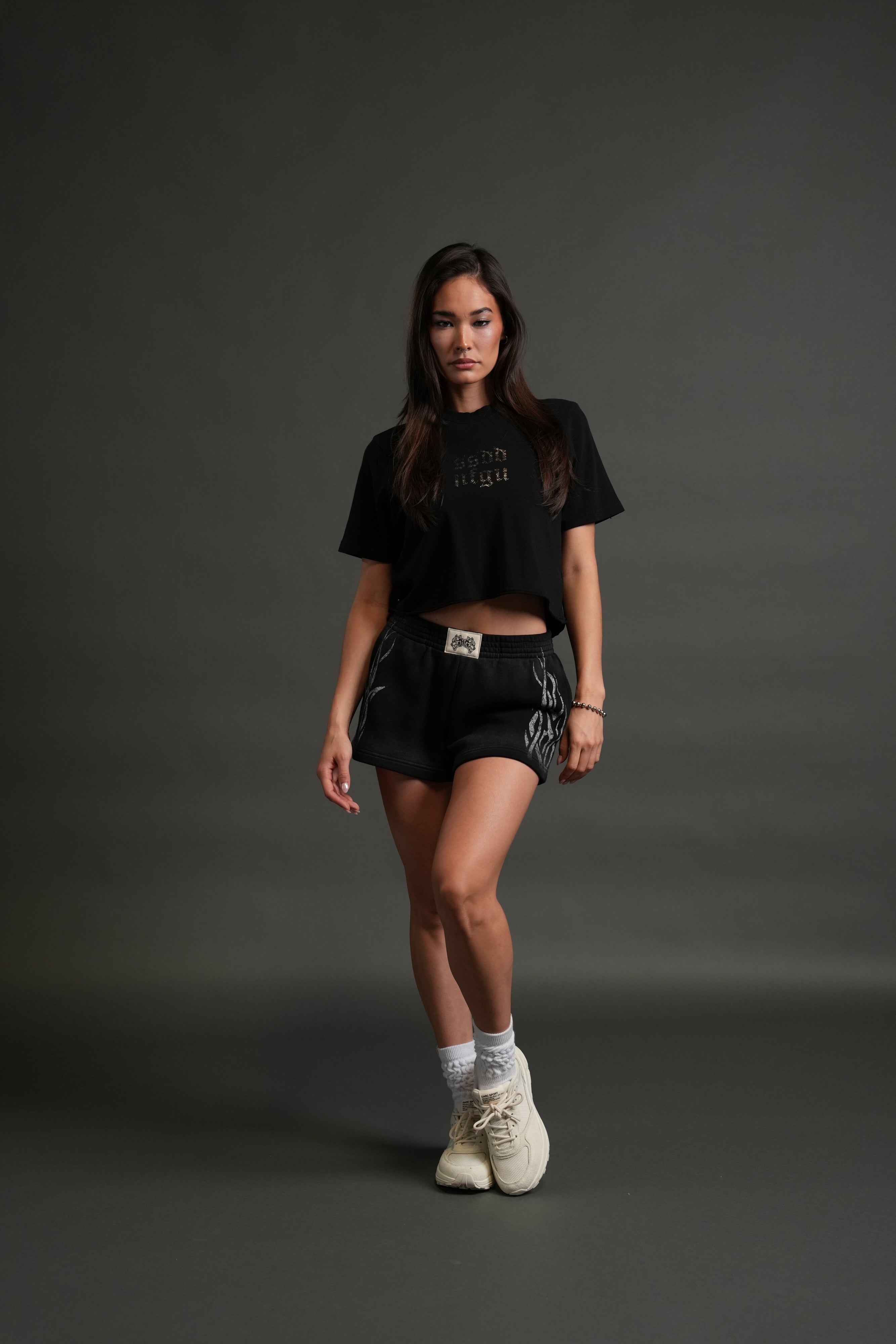 Crystal Code "Premium" Oversized (Cropped) Tee in Black