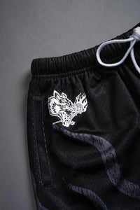 Infernal Bloom Mesh Shorts in Black