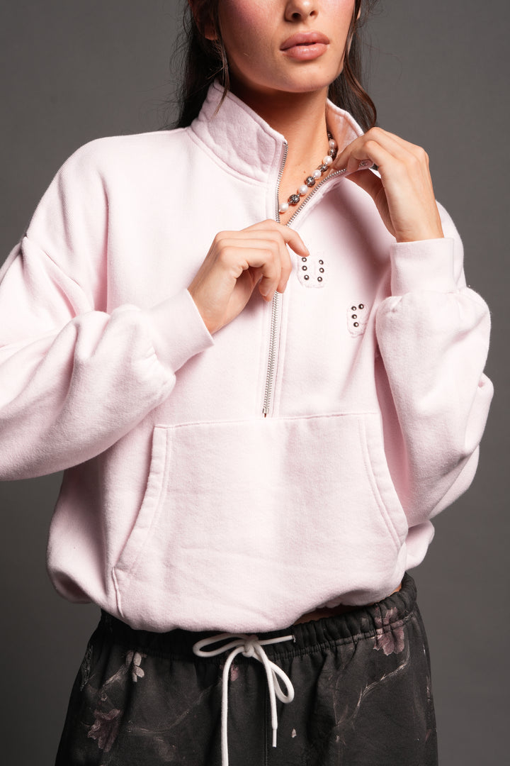 Stud Pyramid She Everson Mockneck Sweater In Blush Pink