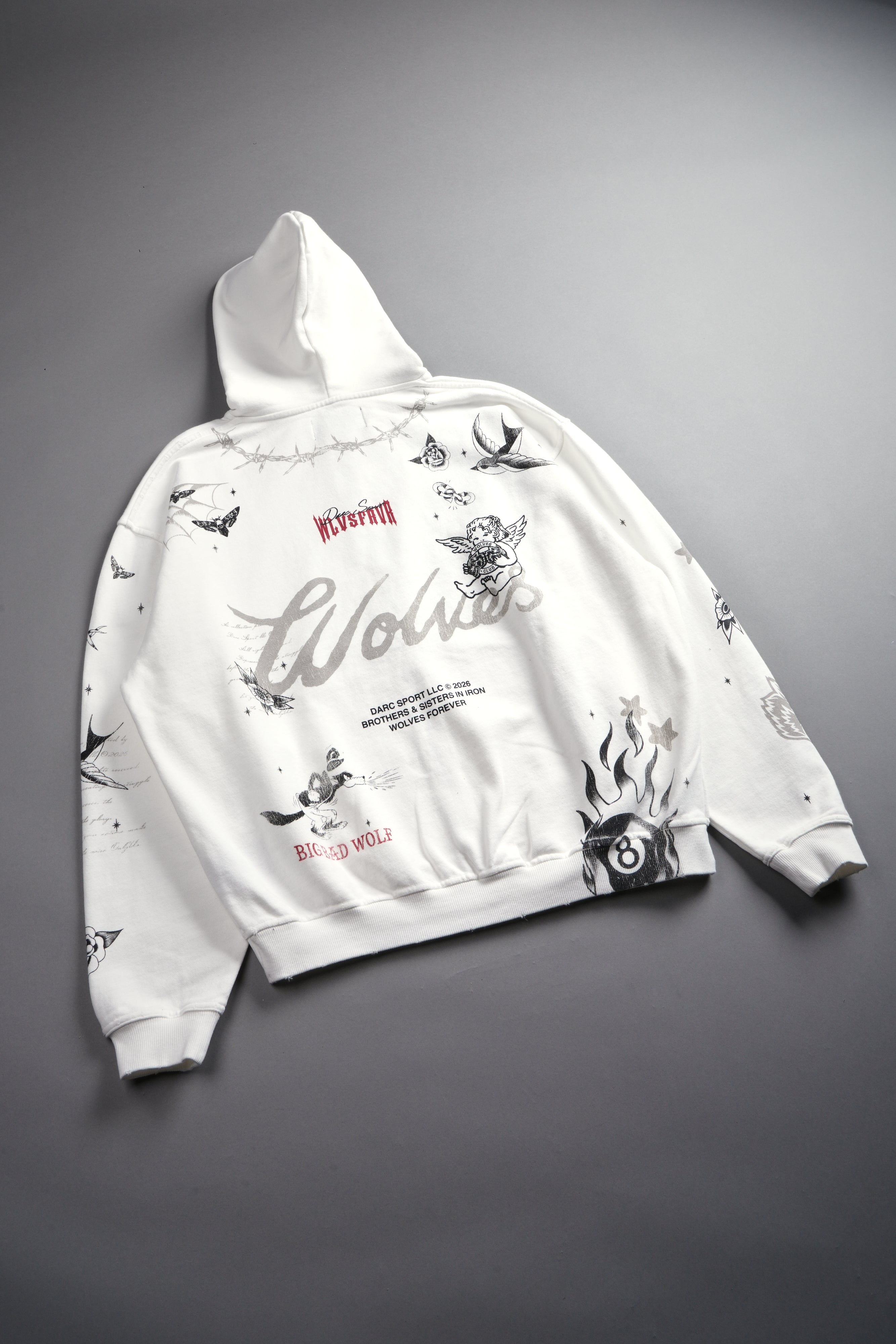 Big Bad Wolves Grunge Moatis Zip Hoodie in Cream – DarcSport