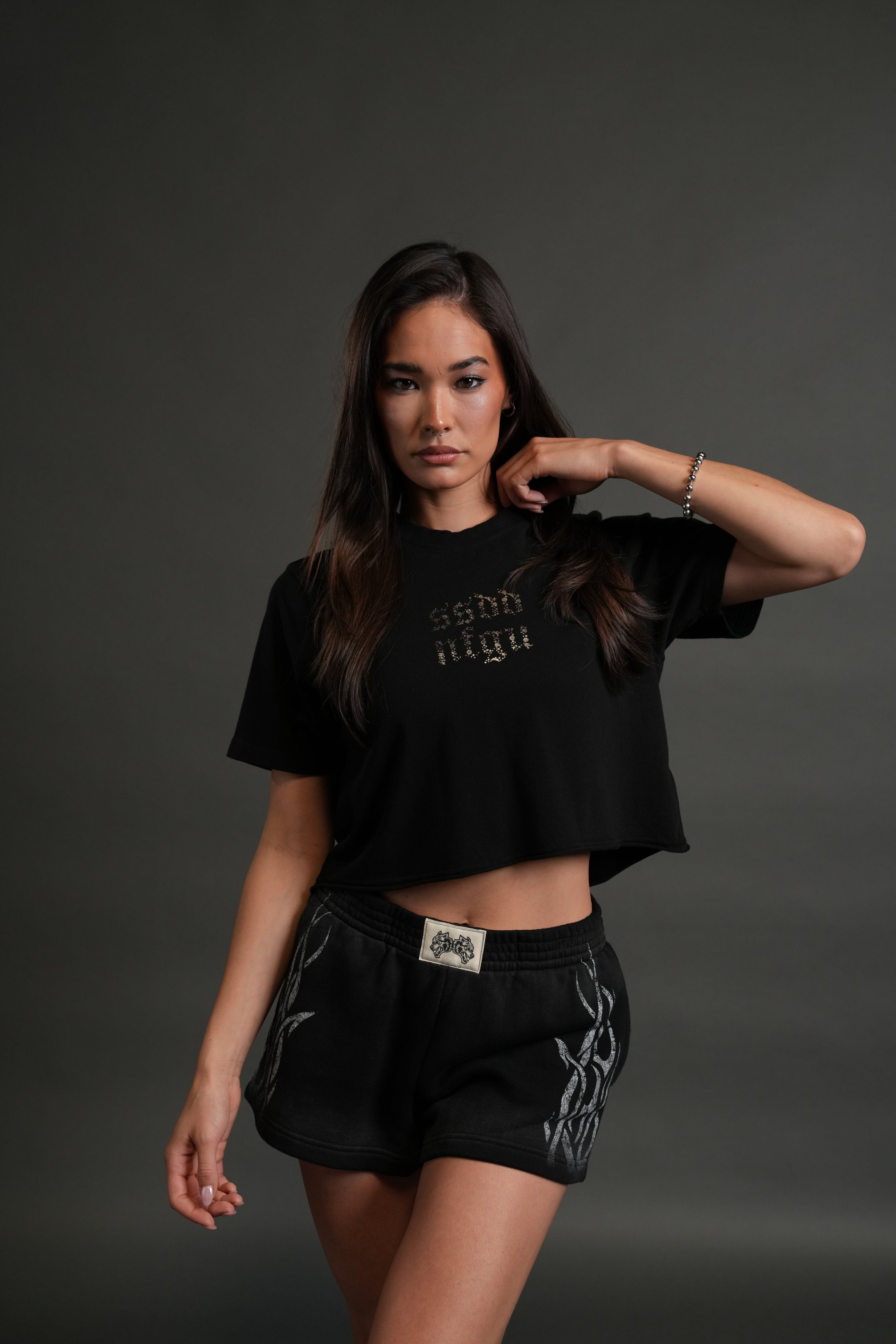 Crystal Code "Premium" Oversized (Cropped) Tee in Black