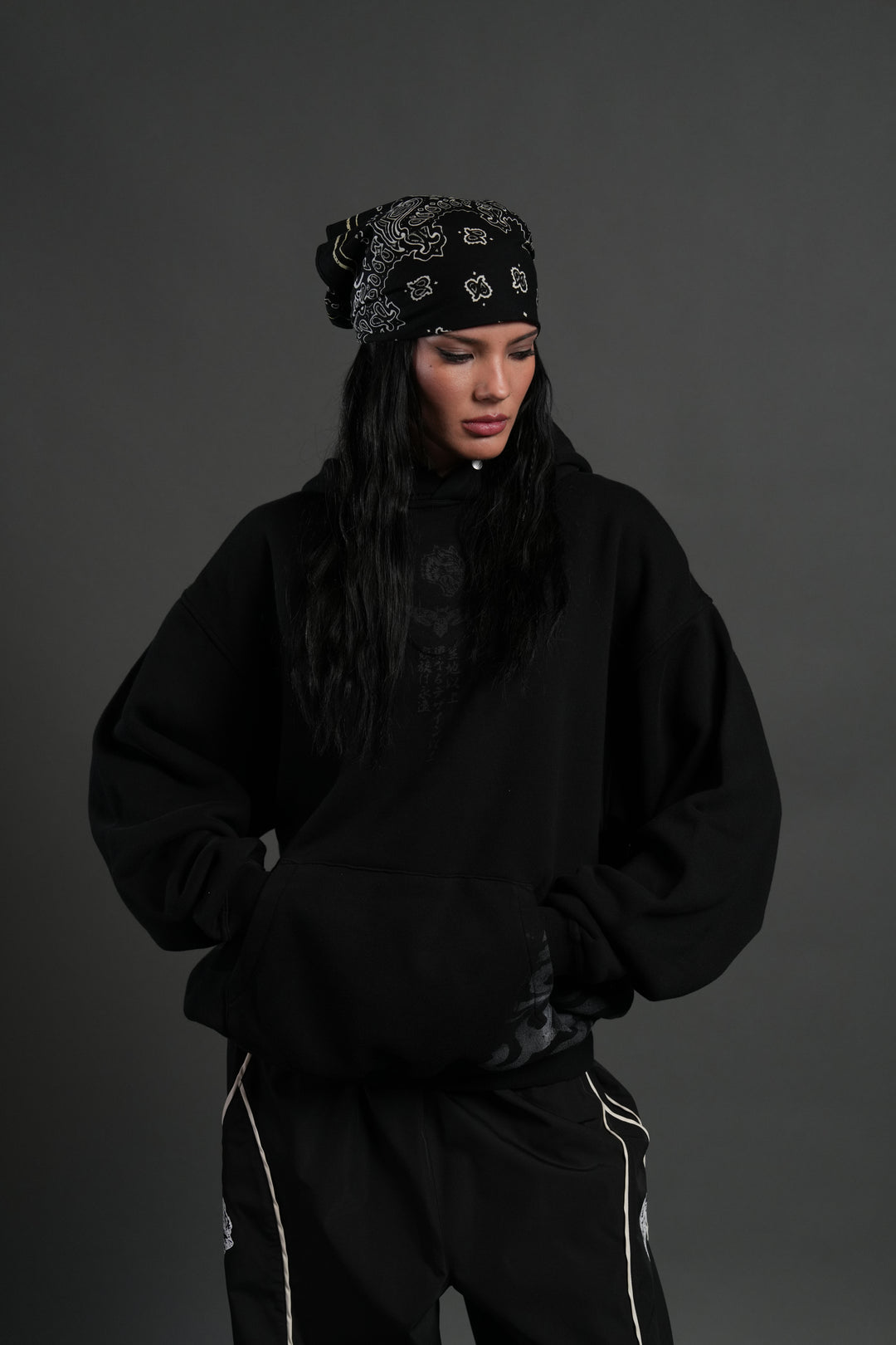 Doma "Side-By-Side" Pierce Hoodie in Black