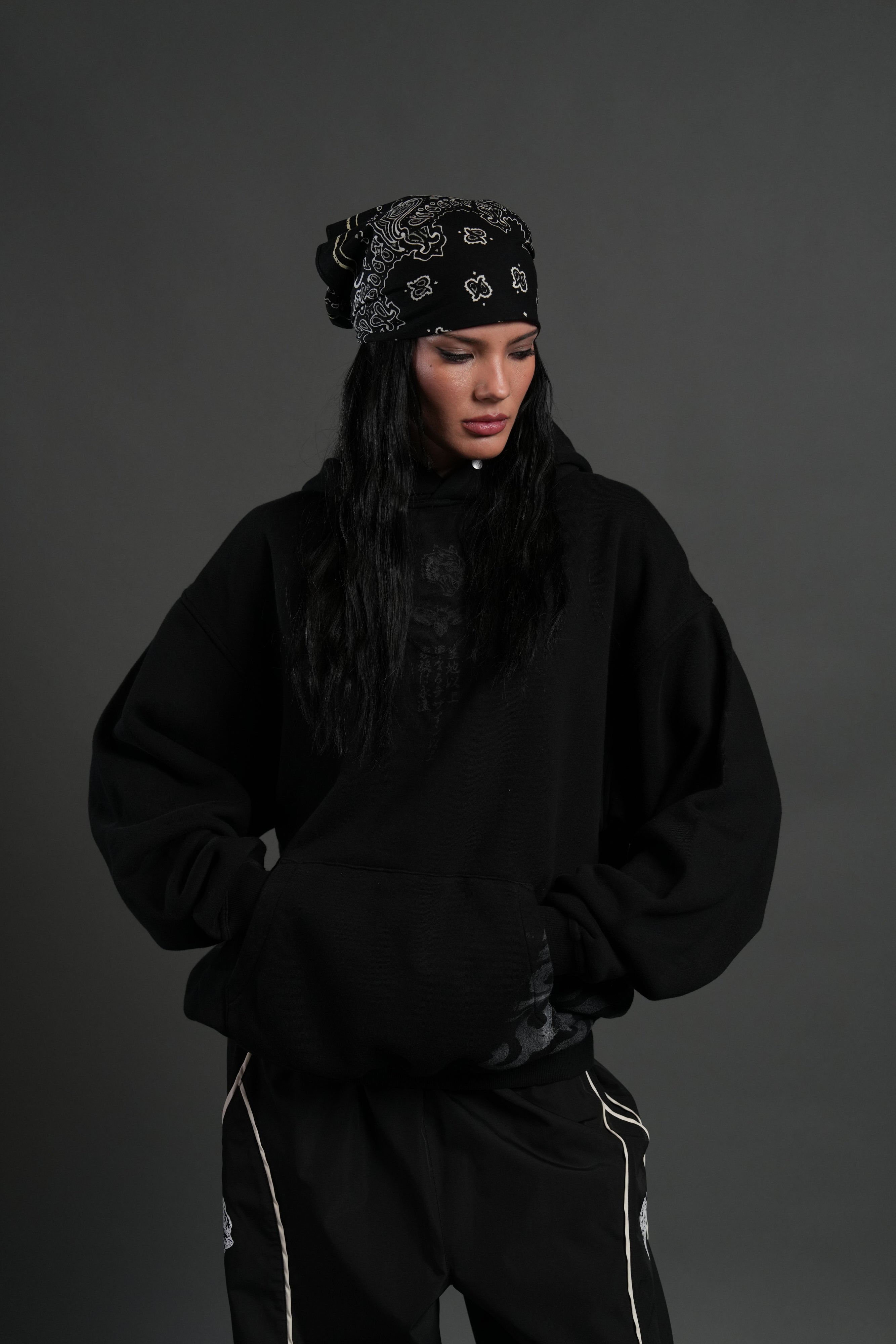 Doma "Side-By-Side" Pierce Hoodie in Black