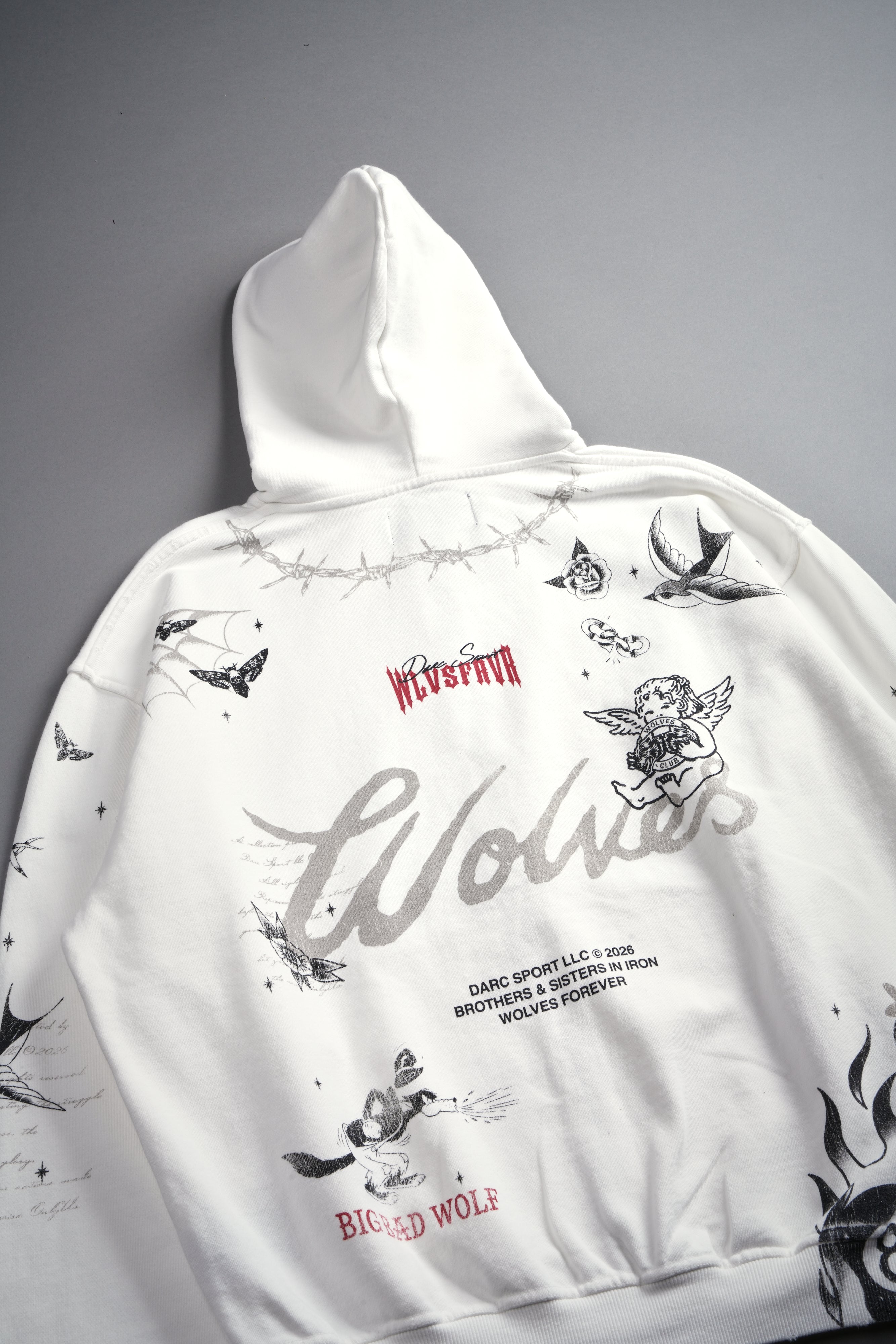 Big Bad Wolves Grunge Moatis Zip Hoodie in Cream – DarcSport