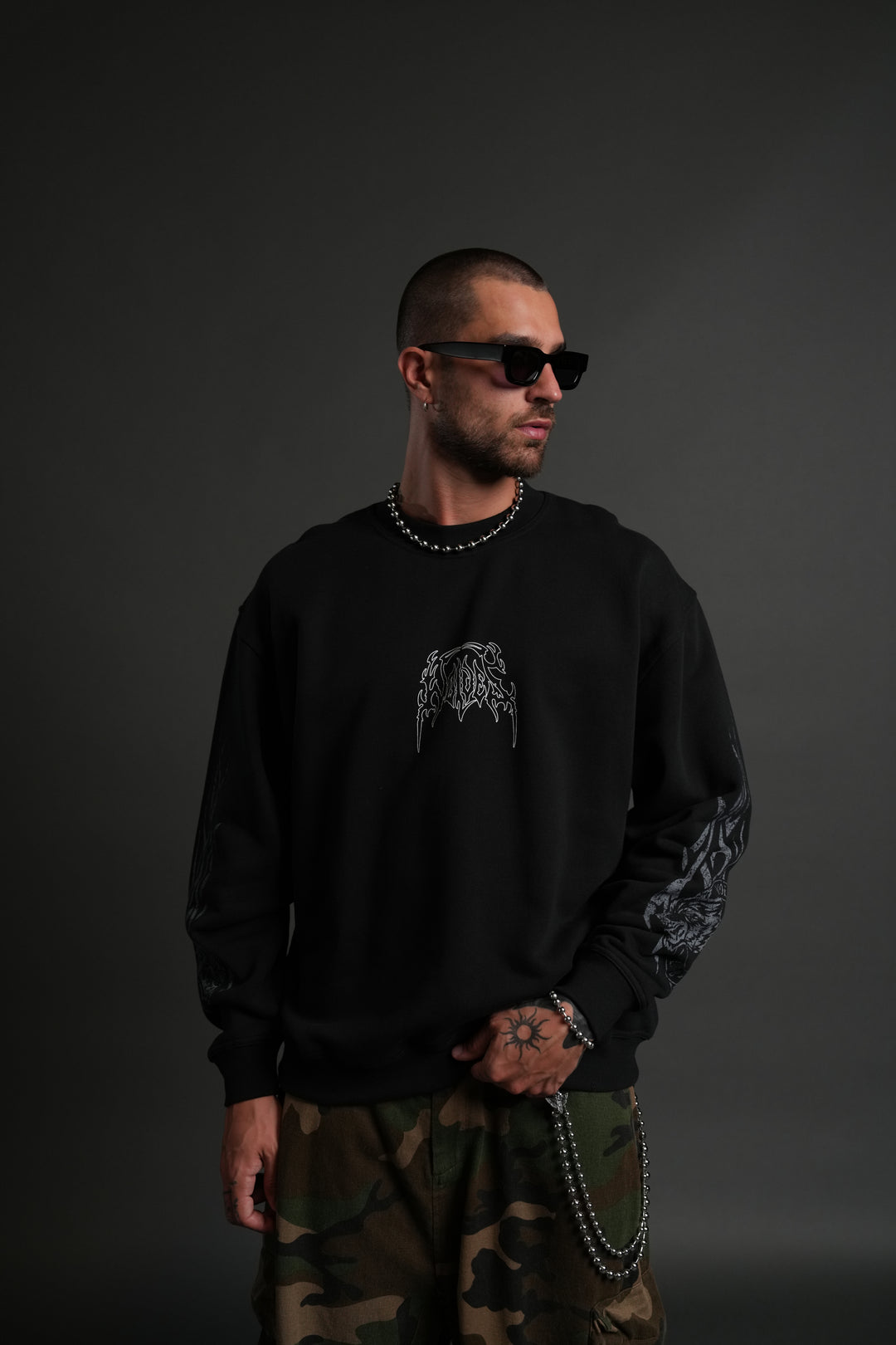Finite Flame London Crewneck in Black