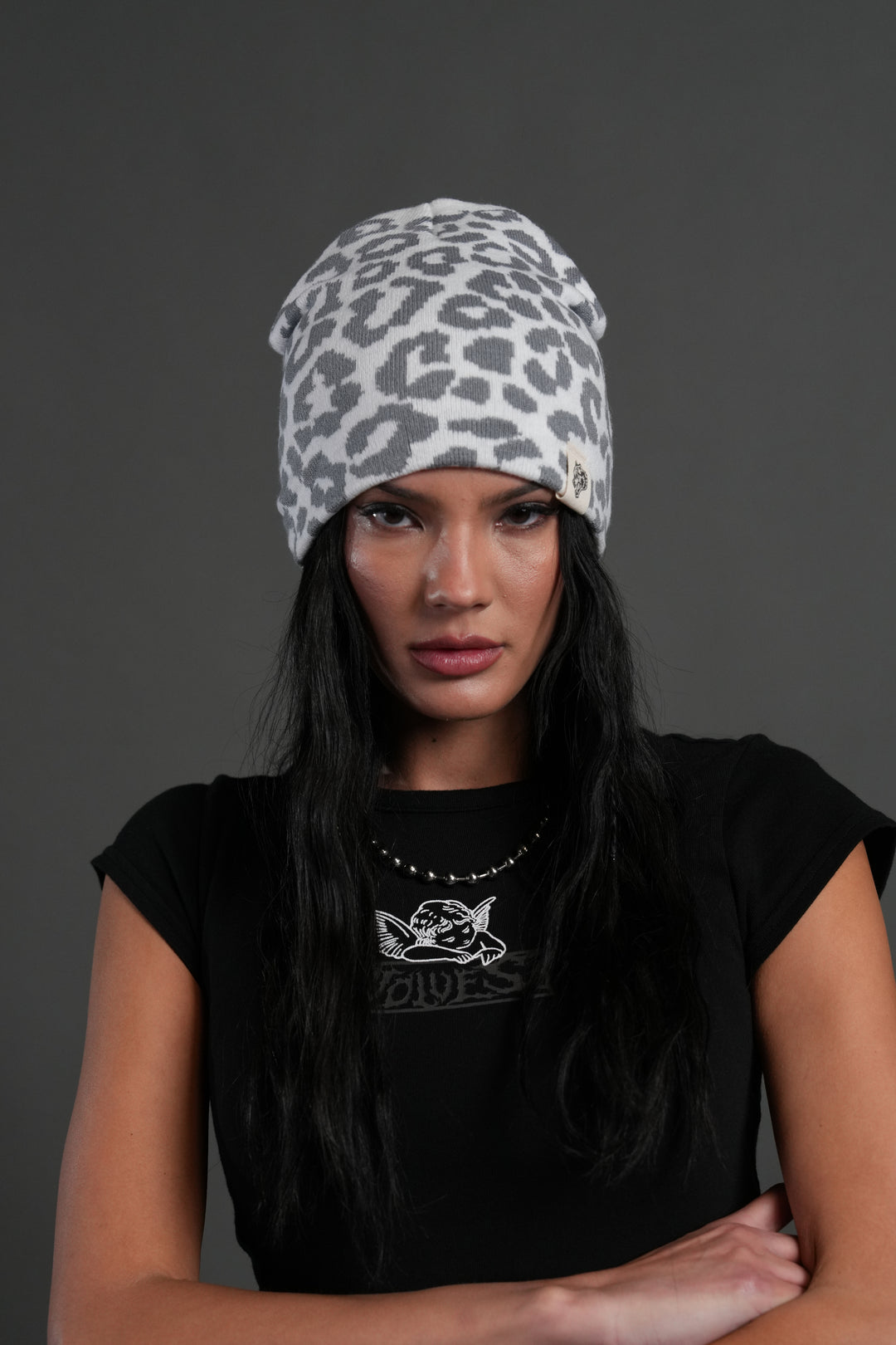 Wolf Patch V2 Cap Beanie in White/Wolf Gray