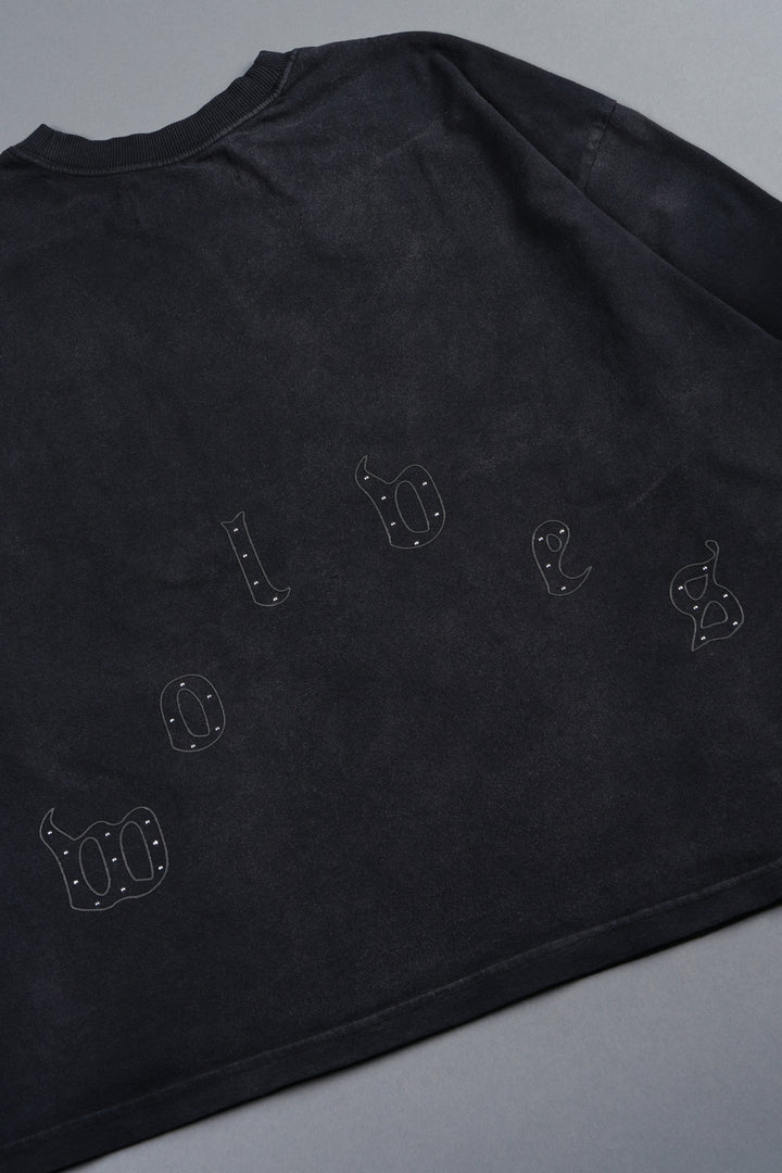 Our Crest Grunge Paul Box Cut Pocket Tee In Black Super Sun Fade