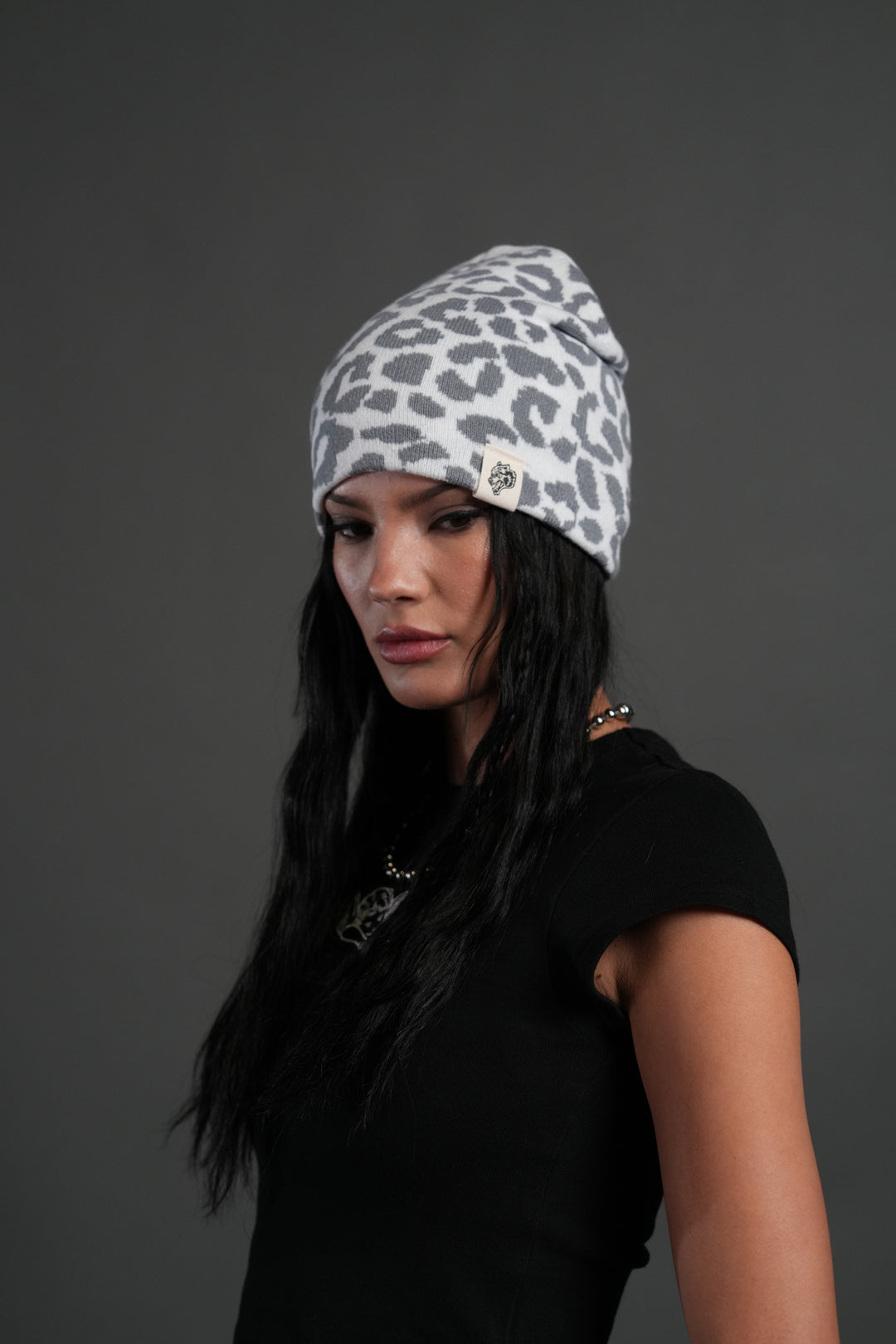 Wolf Patch V2 Cap Beanie in White/Wolf Gray