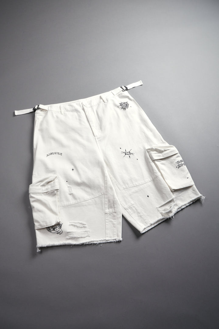 Darc Flash Duke Cargo Shorts in Cream