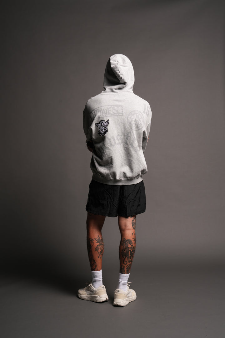 Flash Core Grunge Moatis Zip Hoodie In Light Athletic Gray