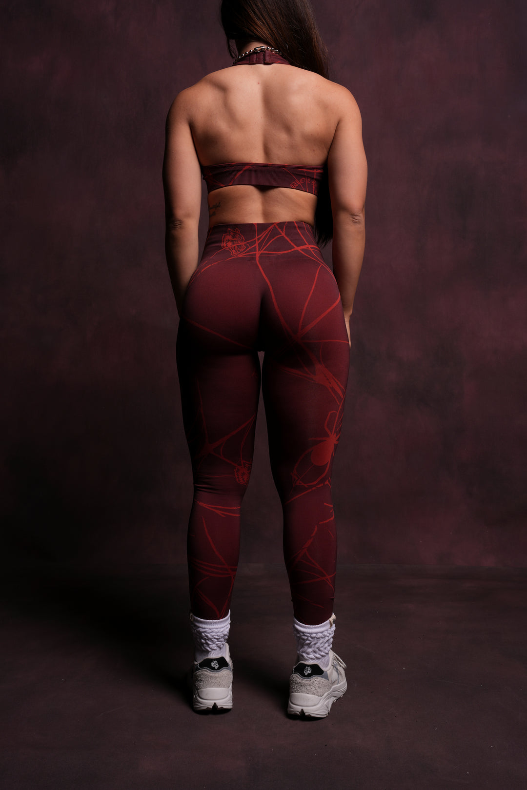 Her Darcness "Everson Seamless" Leggings in Roman Red Spider Web