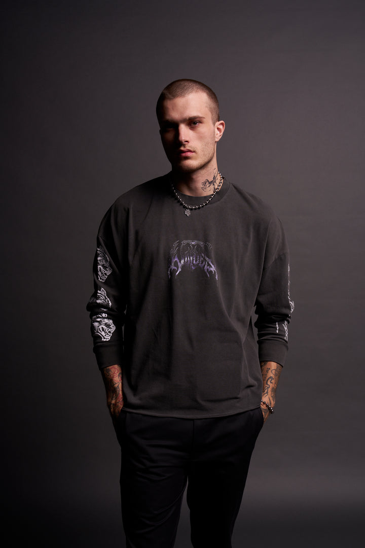 Rule The Galaxy "Box Cut" L/S Tee in Wolf Gray