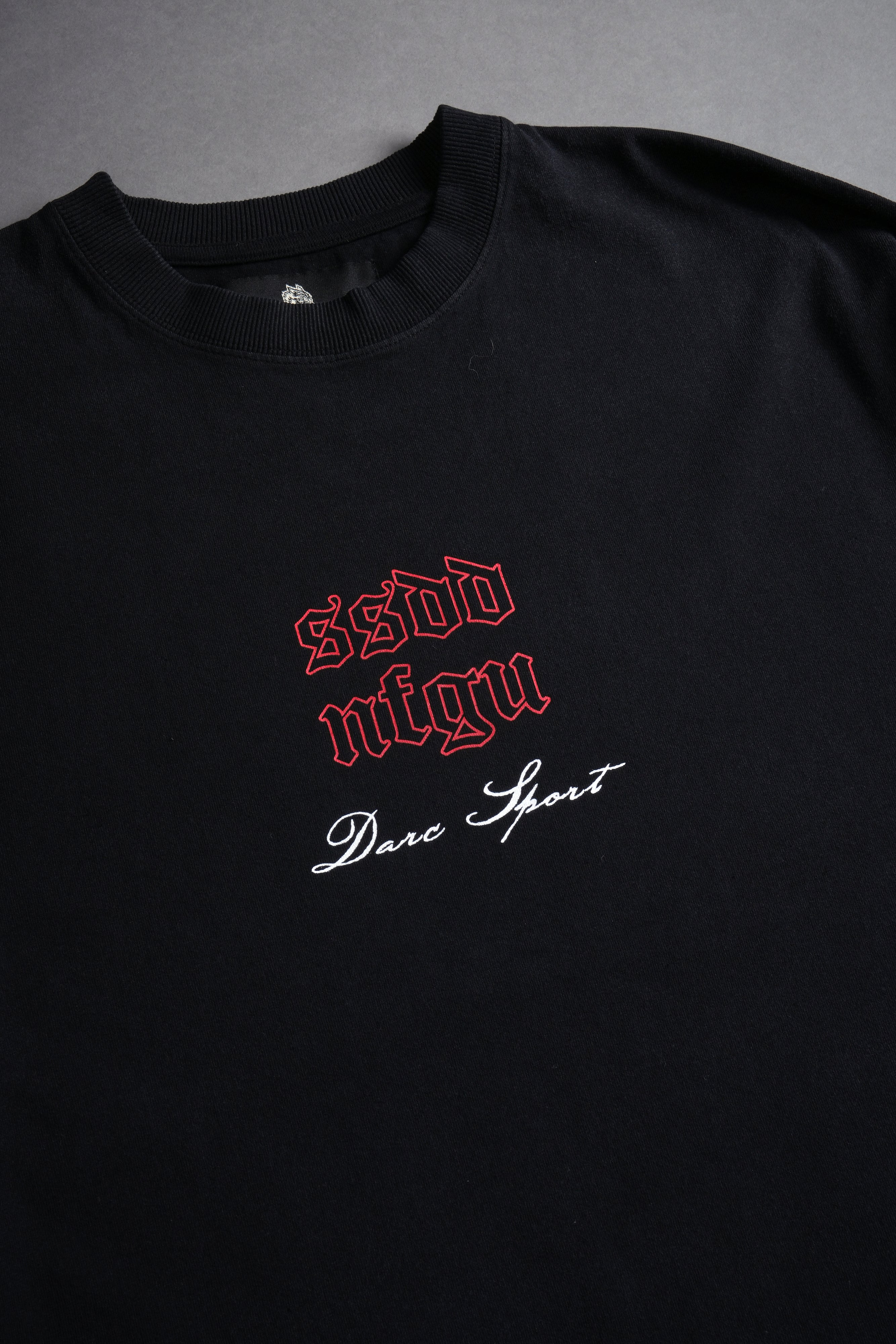 Sacred Fire Grunge Raw Hem "Box Cut" Tee in Black