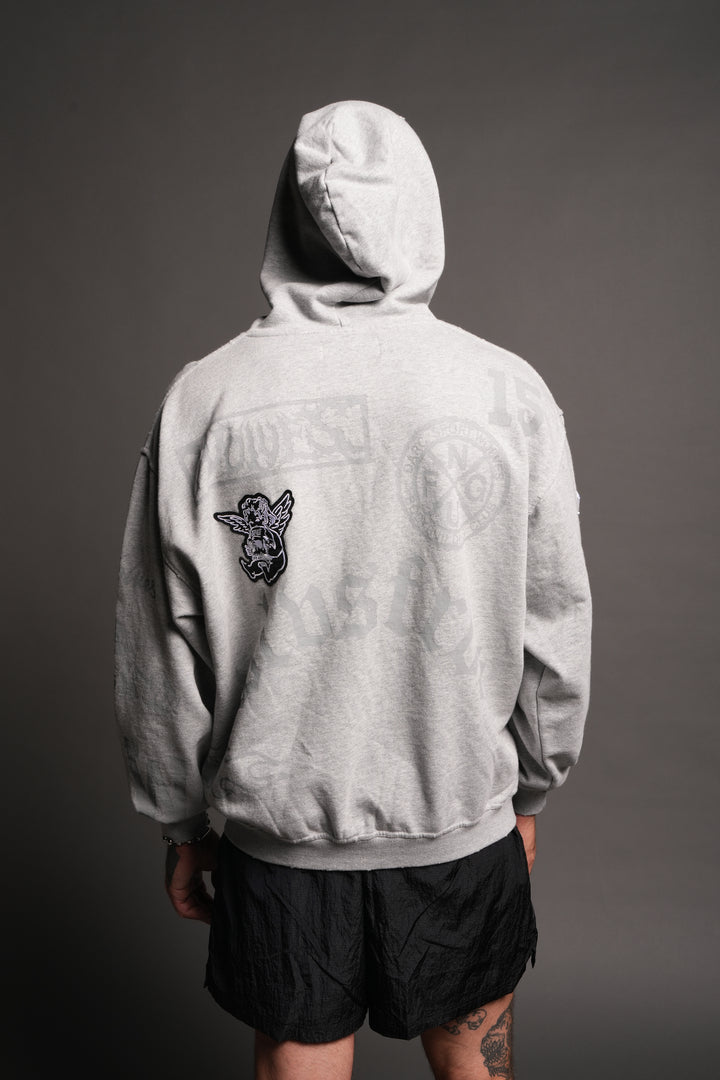 Flash Core Grunge Moatis Zip Hoodie In Light Athletic Gray