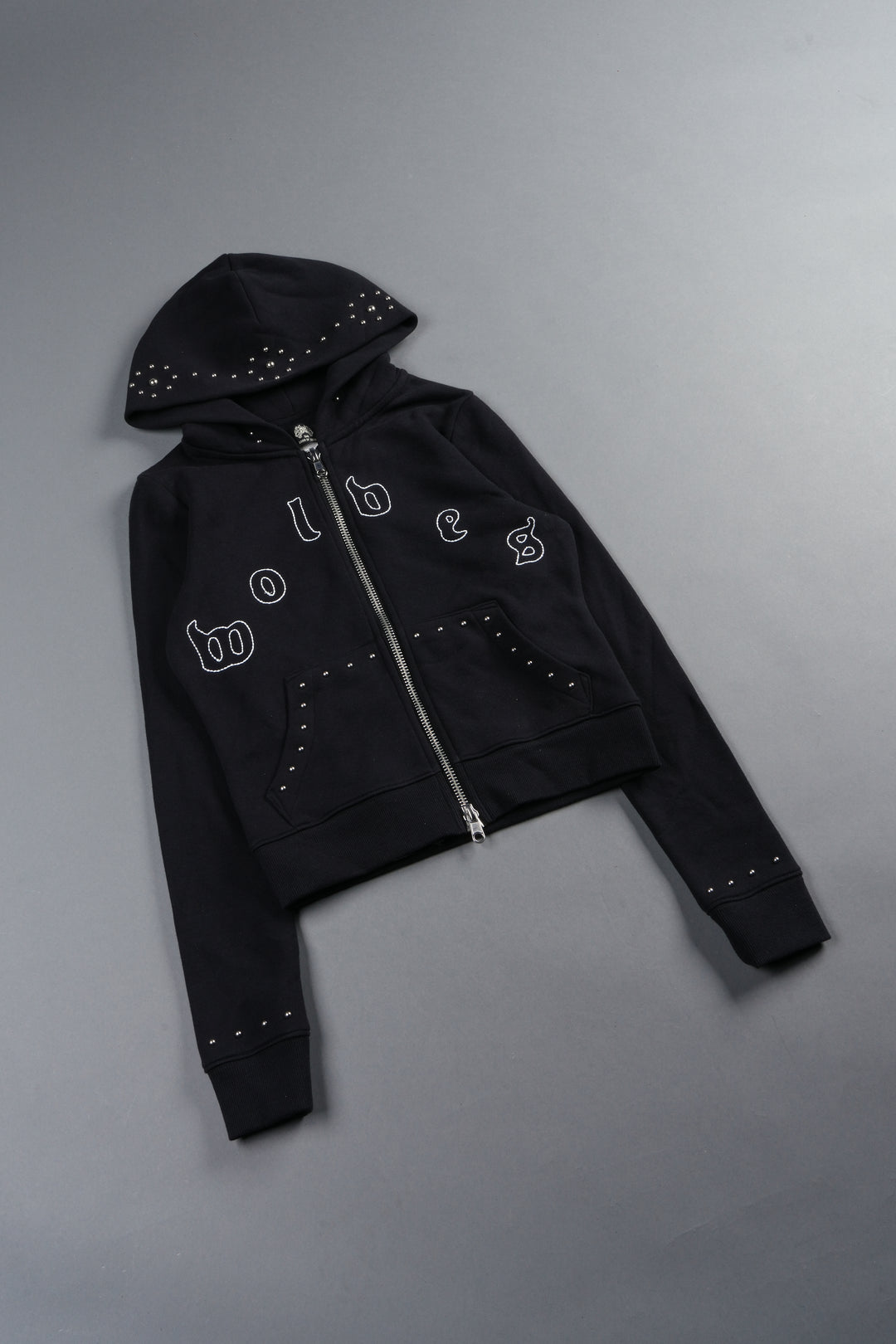 Stud Lobo Iris Zip Up Hoodie In Black