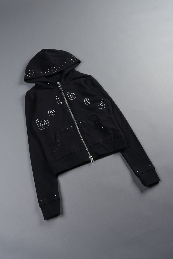 Stud Lobo Iris Zip Up Hoodie In Black